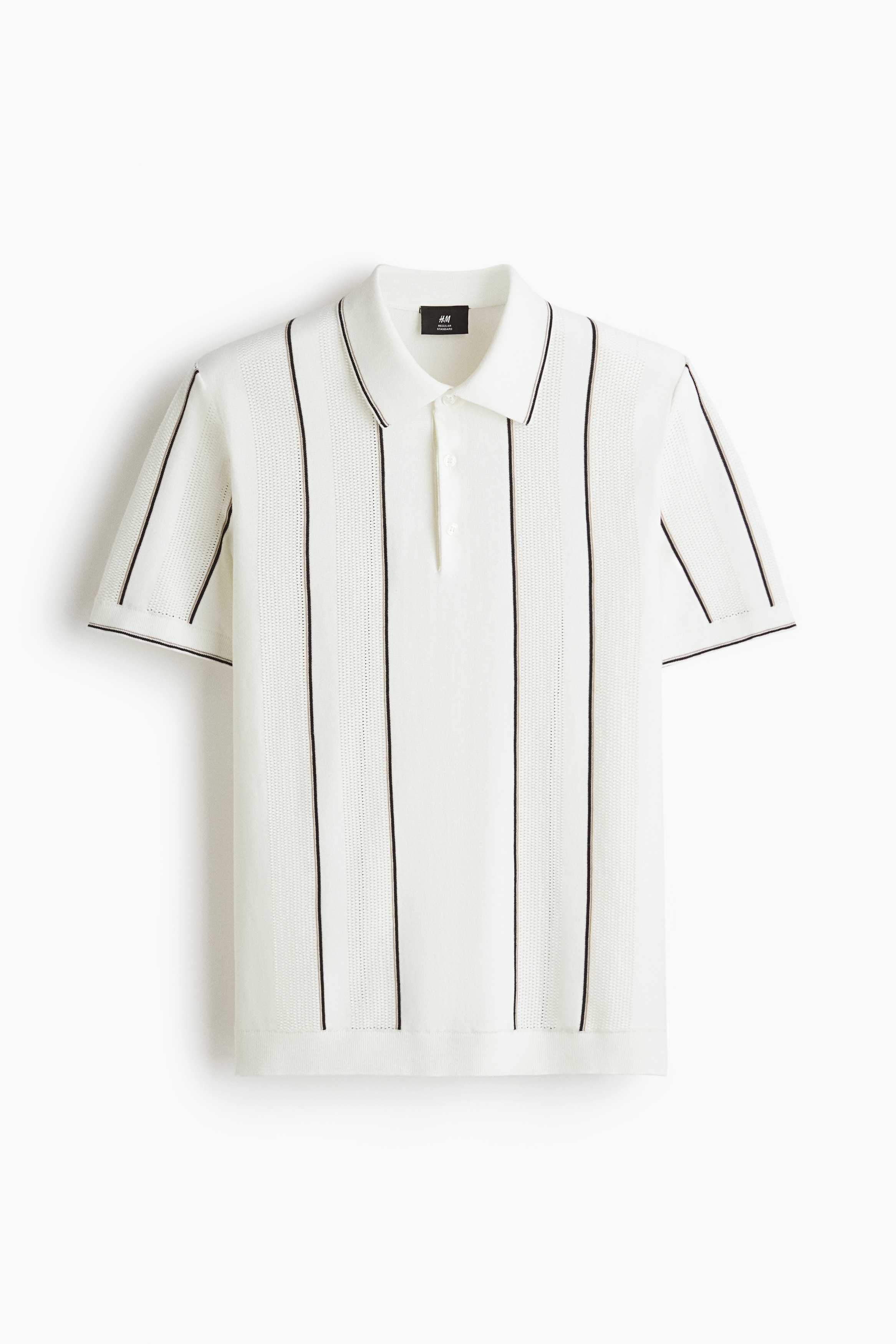 Regular-Fit Knit Polo Shirt - White/striped/Burgundy/striped