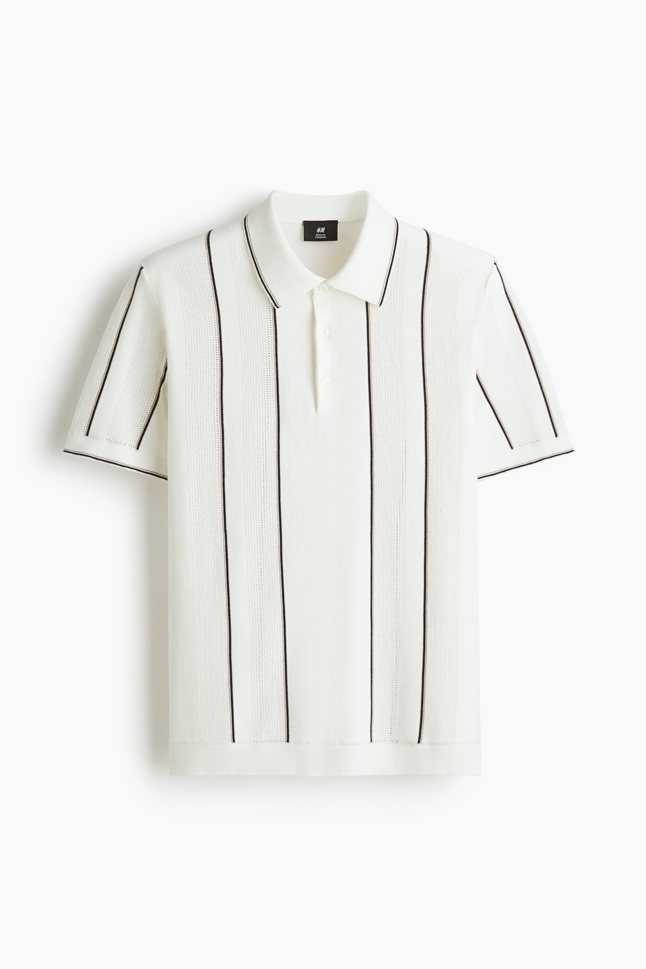 Ampliar la imagen: Playera polo tejida Regular Fit - Blanco/Franjas - Men | H&M MX 1