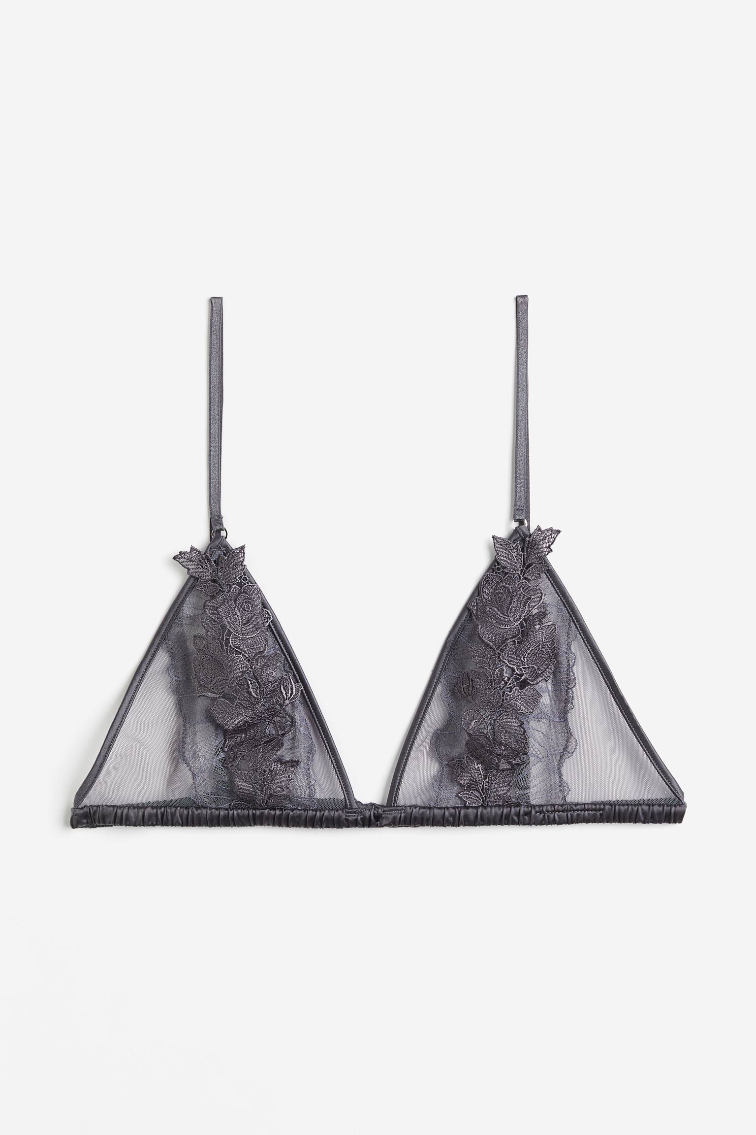 Soft Lace Bra - Dark grey - 1