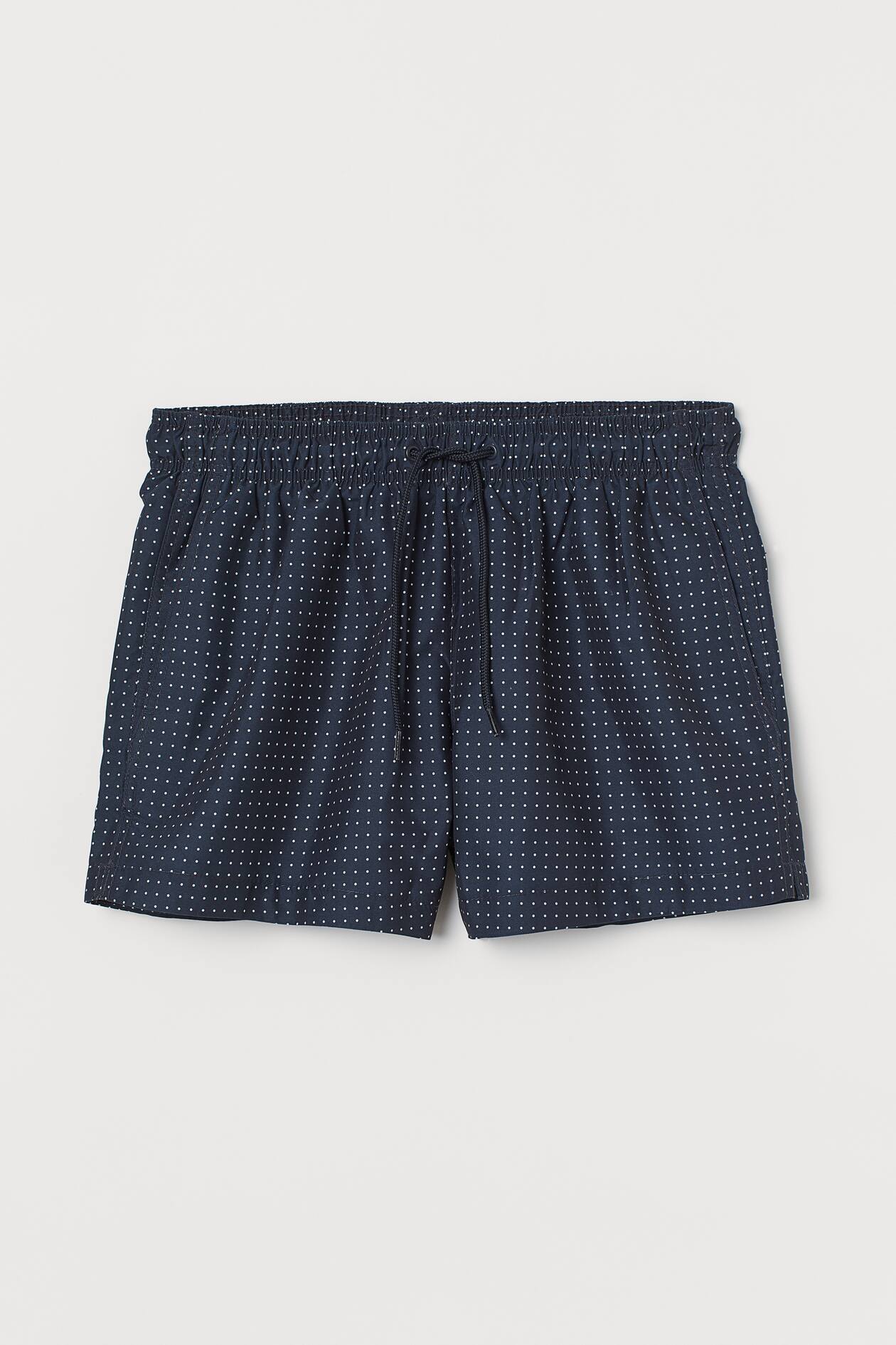 Patterned Swim Shorts - Regular waist - Dark blue/dotted - Men | H&M US