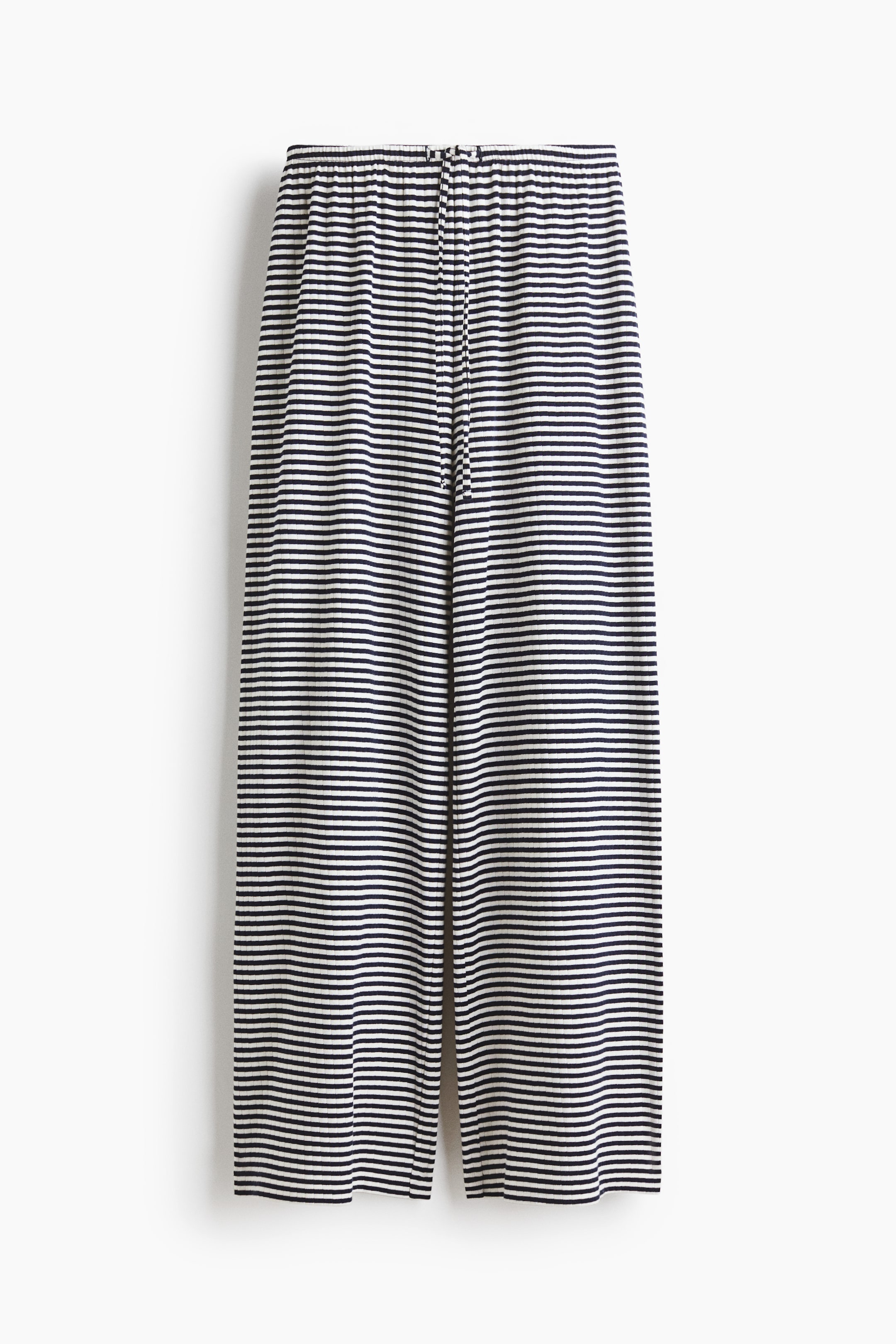 Women's Navy blue/Striped Ribbed Drawstring Pants | H&M CA