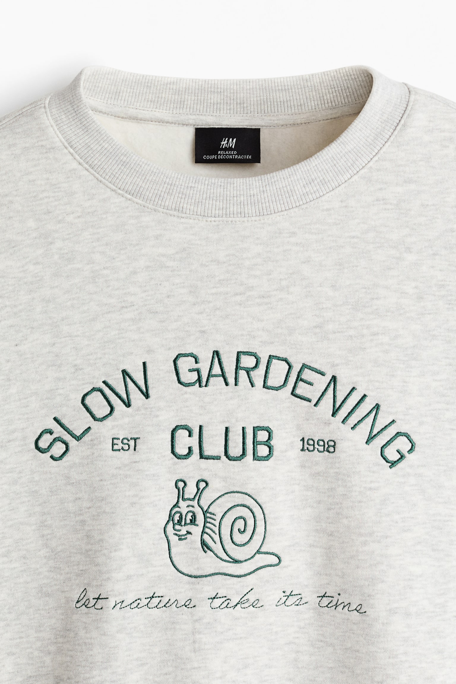 Relaxed Fit Embroidery-motif sweatshirt - Grey marl/Slow Gardening Club - 4