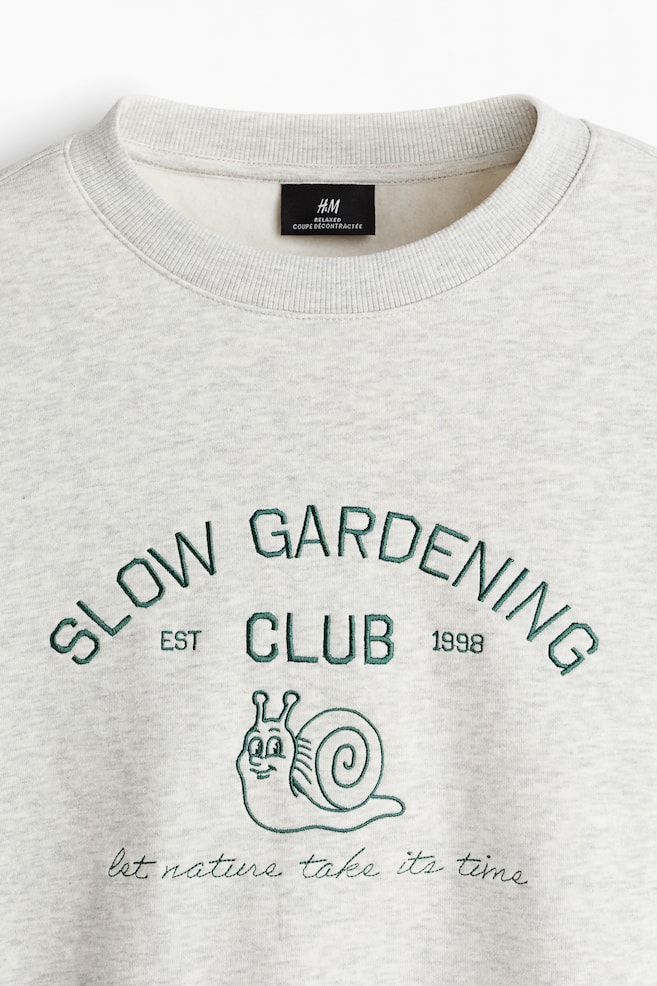 Relaxed-Fit Embroidered-Motif Sweatshirt - Gray/Slow Gardening Club - 4