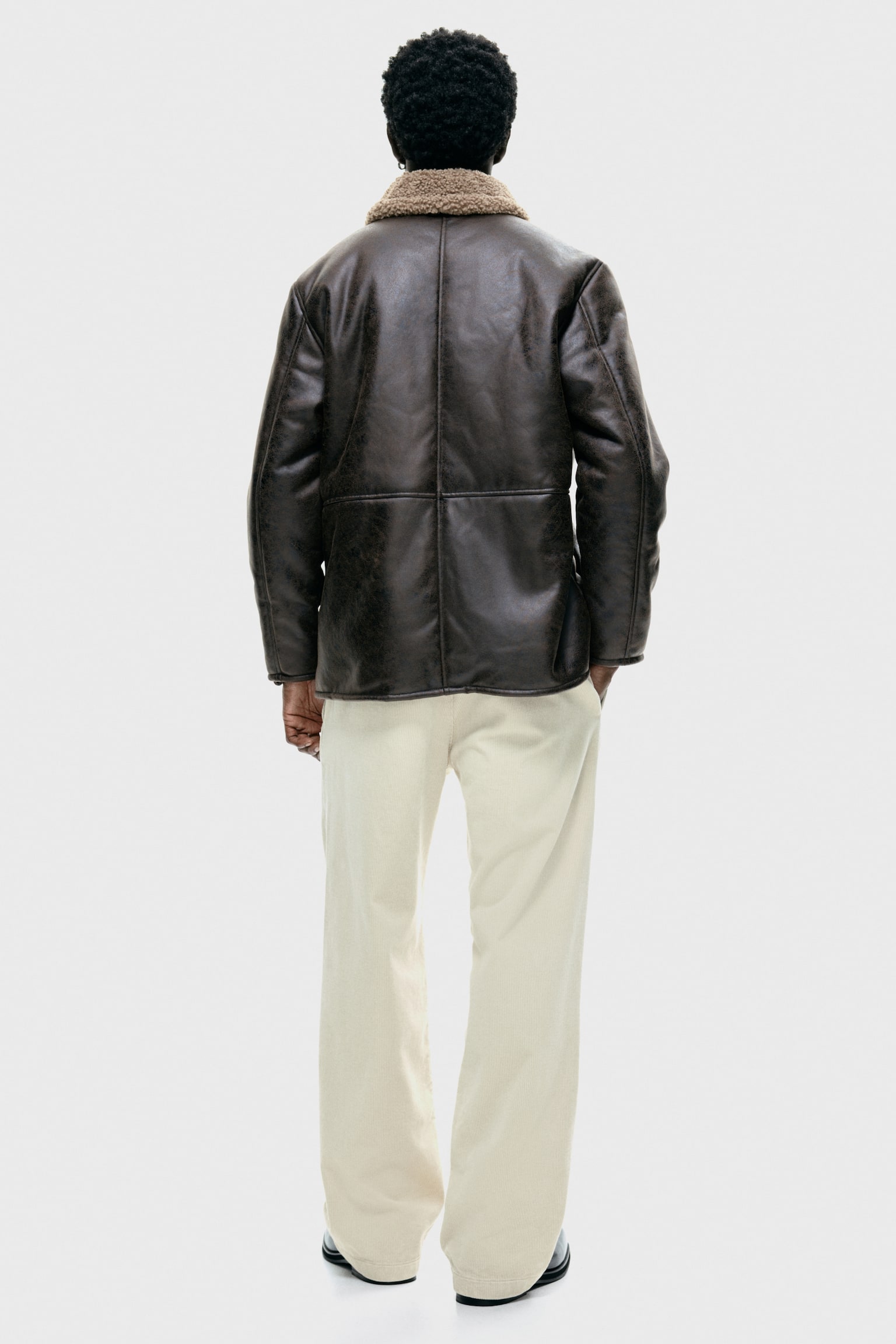 Jacket in coated fabric - Dark brown - 6