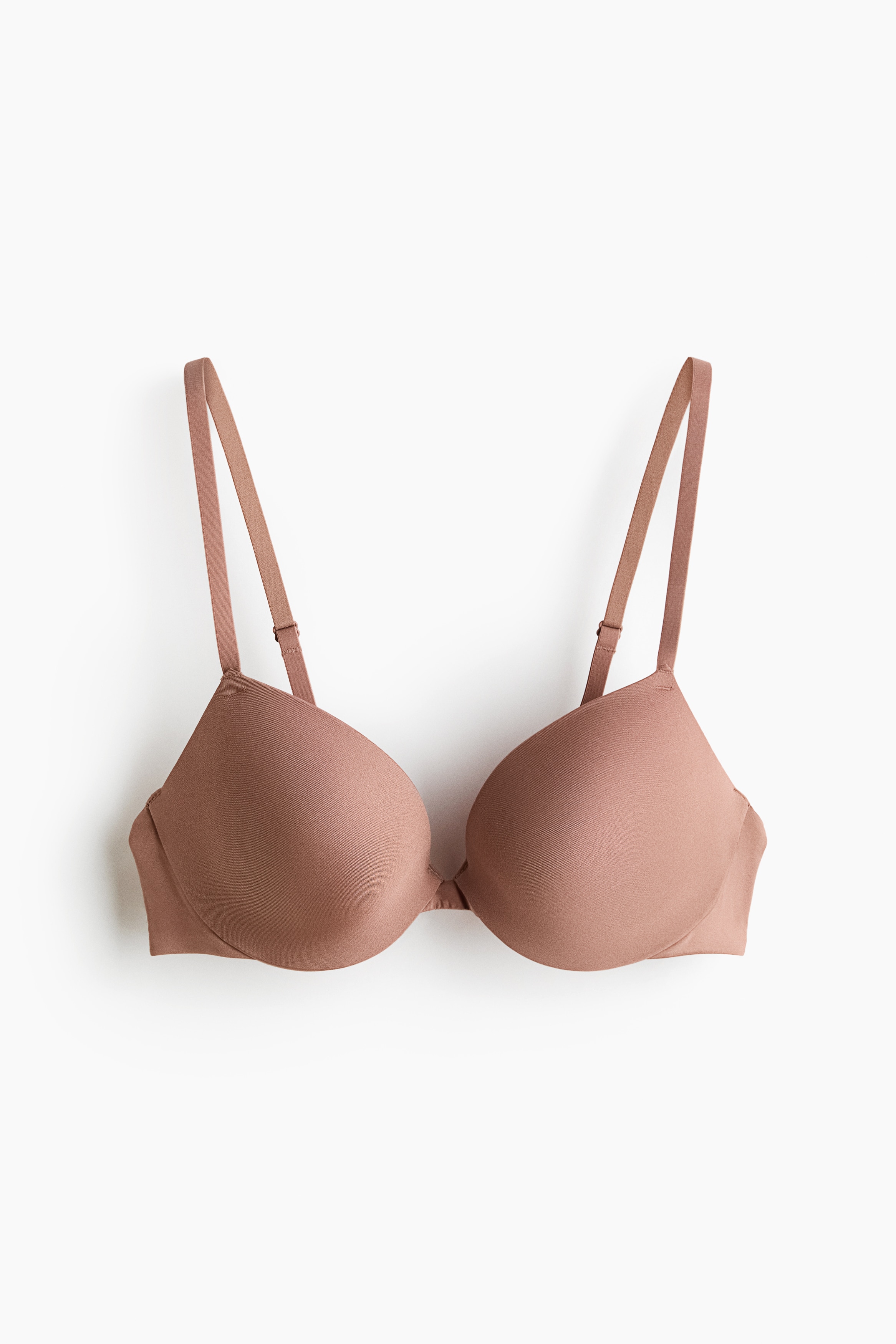 Seamless Microfiber Push-Up Bra - Beige/Dark brown