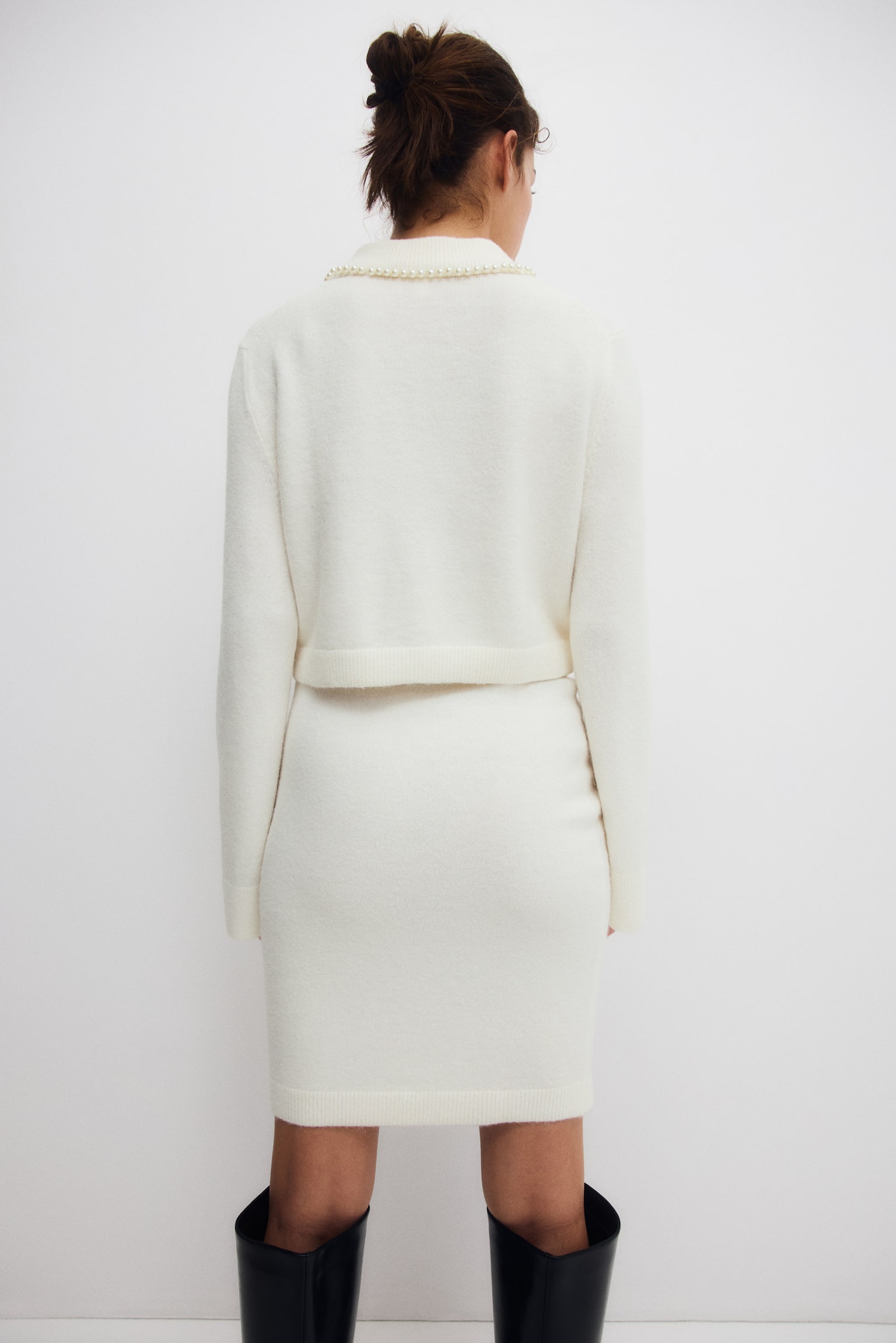 MAMA Conjunto tejido de 2 piezas - Blanco/Gris jaspeado oscuro - 6