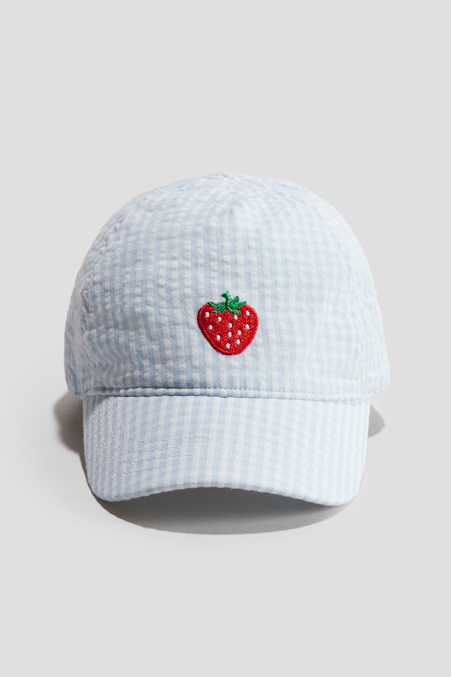 Appliquéd cotton cap - Light blue/Strawberry/White/Floral/Light pink/Beige/Light pink/Cherries/White - 1