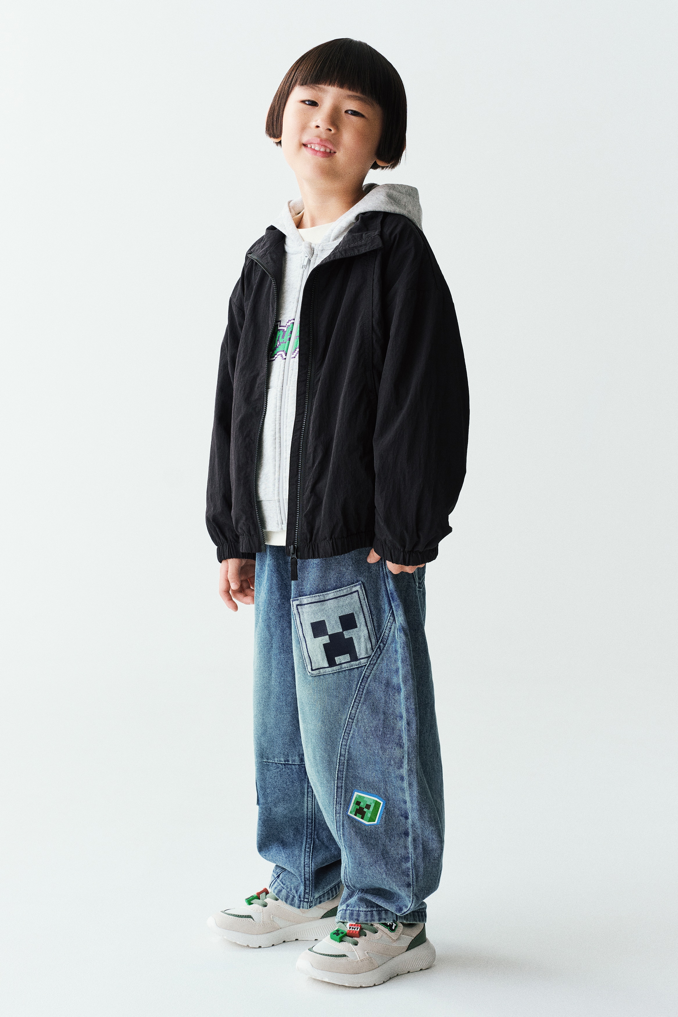 배럴 레그 조거 팬츠 - 데님 블루/마인크래프트