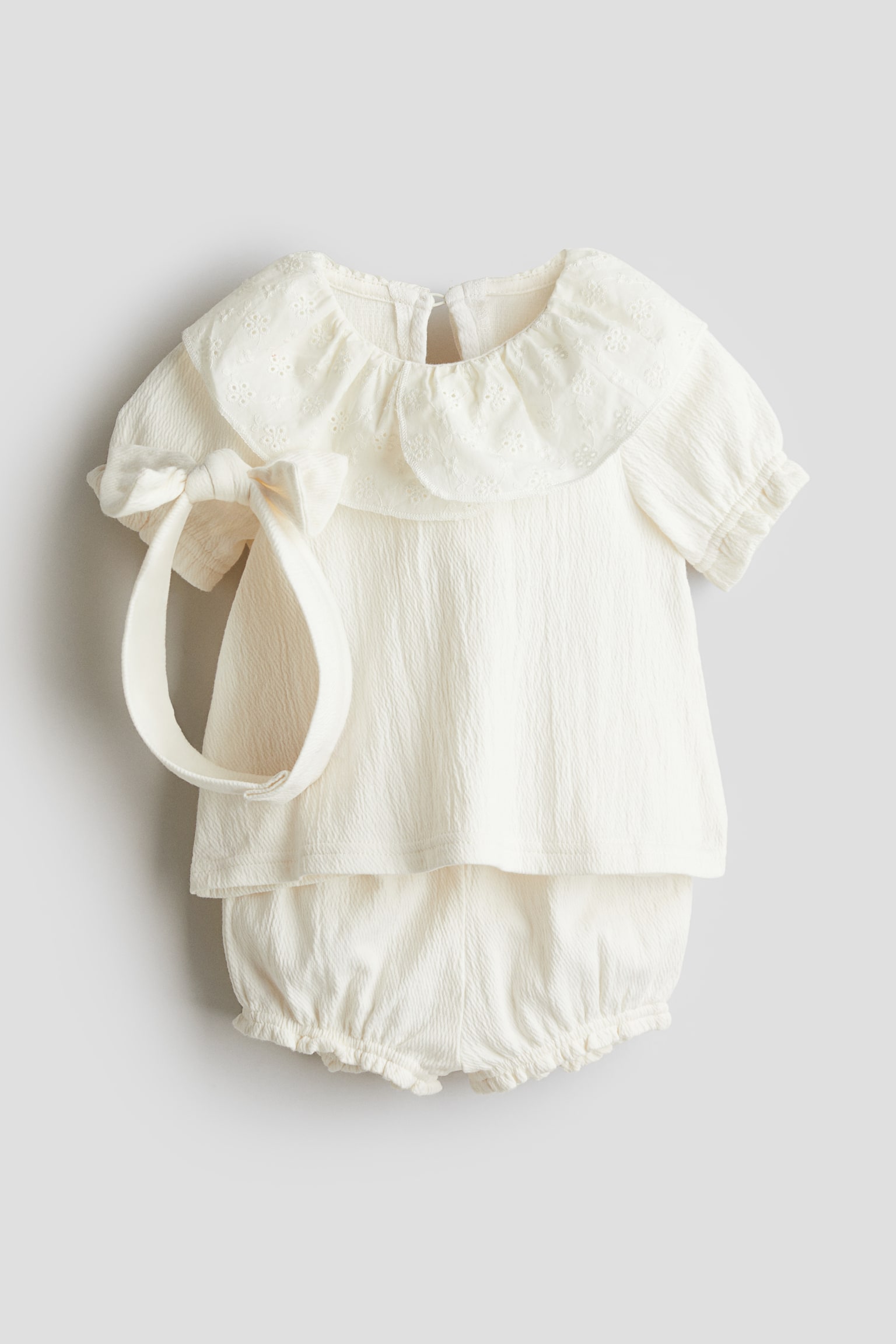 3-piece crinkle-jersey set - Cream - 1