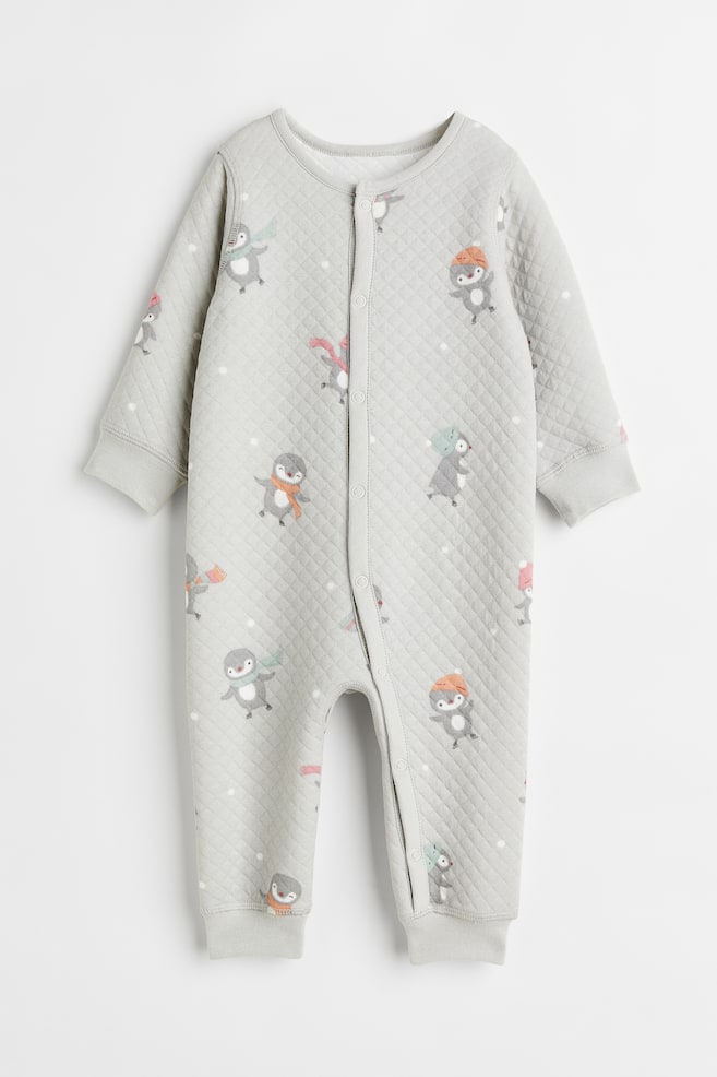 Tikattu pyjama - Vaaleanharmaa/Pingviinit/Vaaleanbeige/Pilkullinen - 1