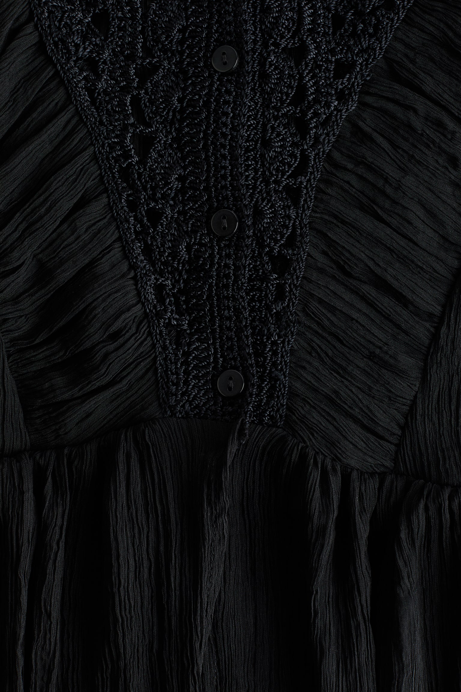 Crochet-look blouse - Black - 3