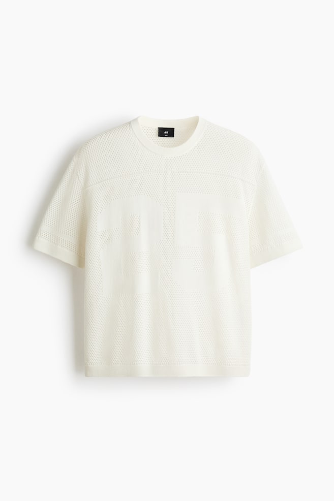 Camiseta de malla Boxy Relaxed Fit - Blanco/Verde azulado oscuro - 1