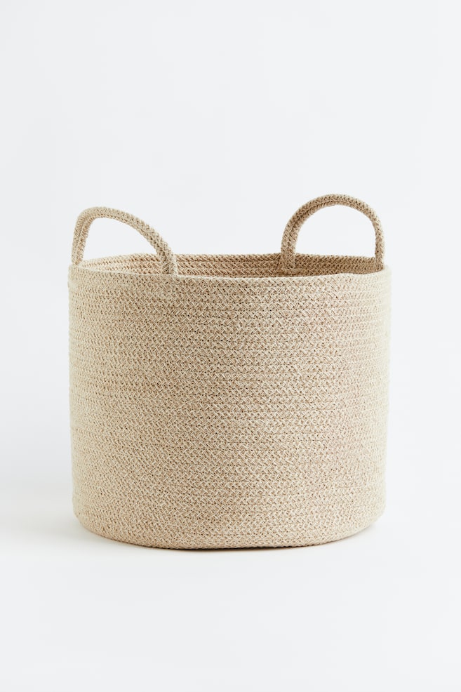 Cotton storage basket - Light beige/Brown - 1