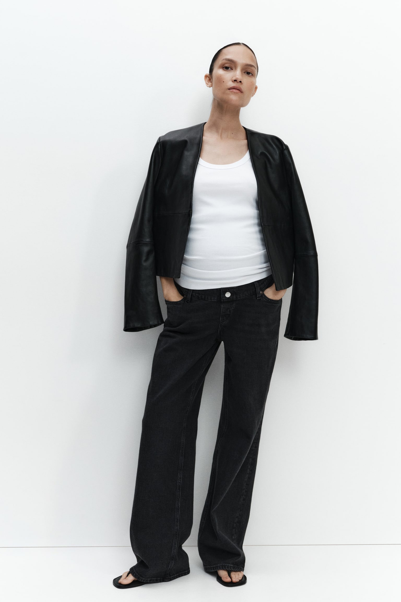 Женские джинсы H&M Mama Wide, цвет: Чёрный — фото 3