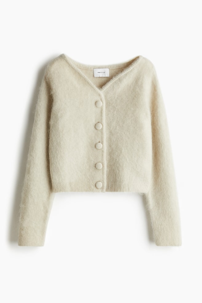 Mohair Blend Cardigan - Light beige/Blue - 1