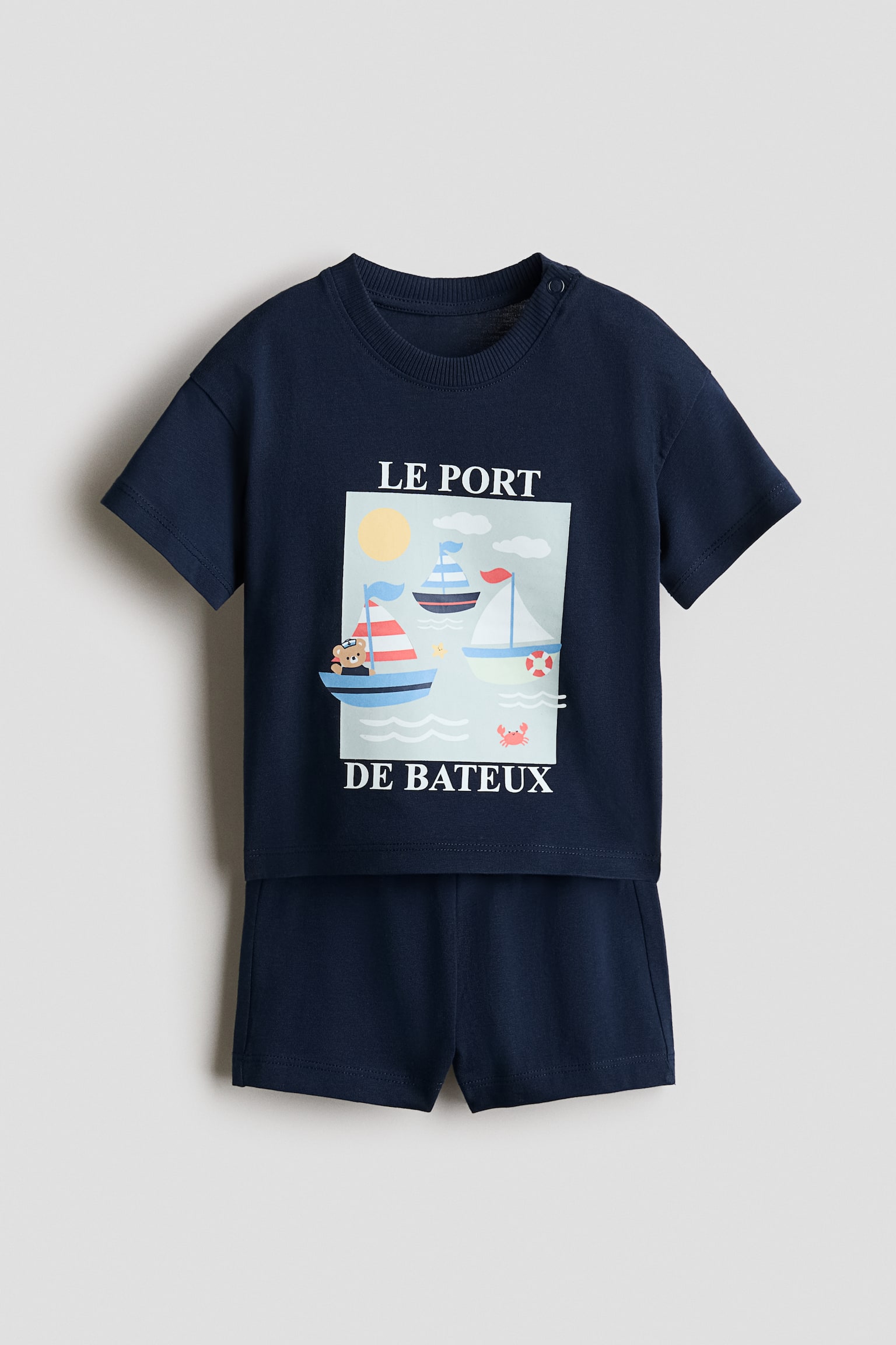 2-delige katoenen set - Marineblauw/Le Port/Lichtgroen/dino's/Lichtbeige/Full adventure