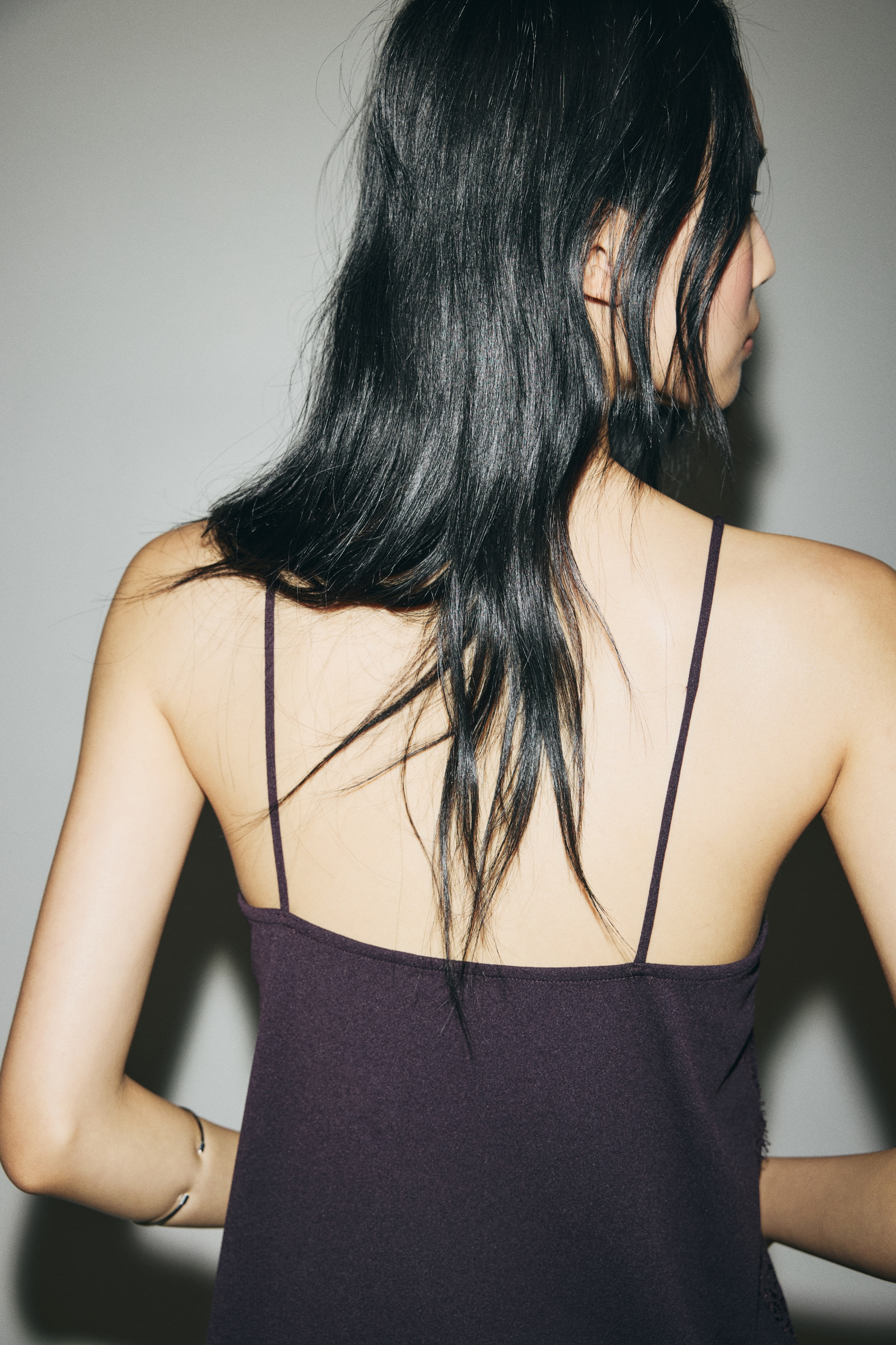 Lace-trimmed strappy top