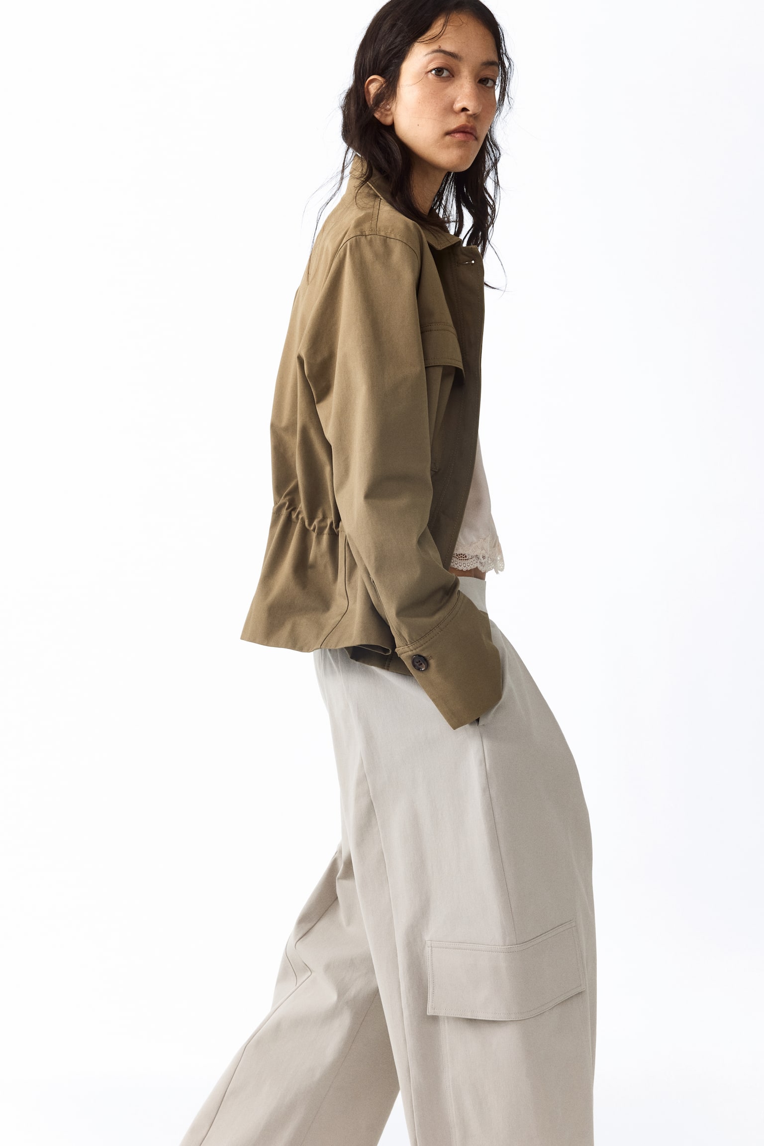 Wrap-detail cargo trousers - Light beige - 3