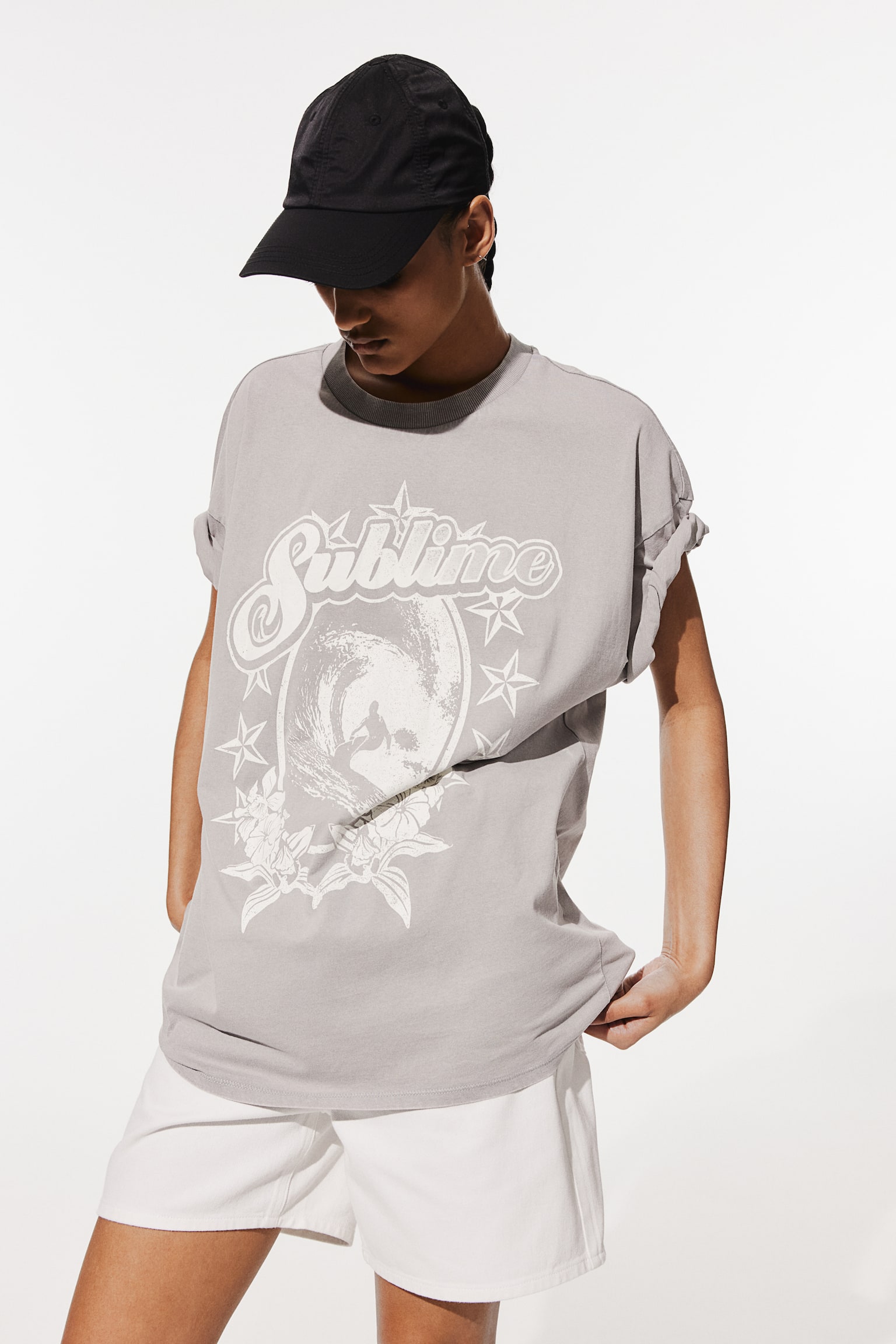 Oversized Print Tee - Light grey/Sublime/Cream/Aerosmith/Dark grey/Pluto/Light grey/Coca-Cola/Cream/Blondie/Black/Jack Harlow/Black/Hot Wheels/Grey/The Offspring/Black/Formula 1/White/The Smashing Pumpkins/Cream/Mickey Mouse/White/Mary J Blige/Cream/Saweetie/Dark grey/Nirvana/Dark grey/Smiley® - 4