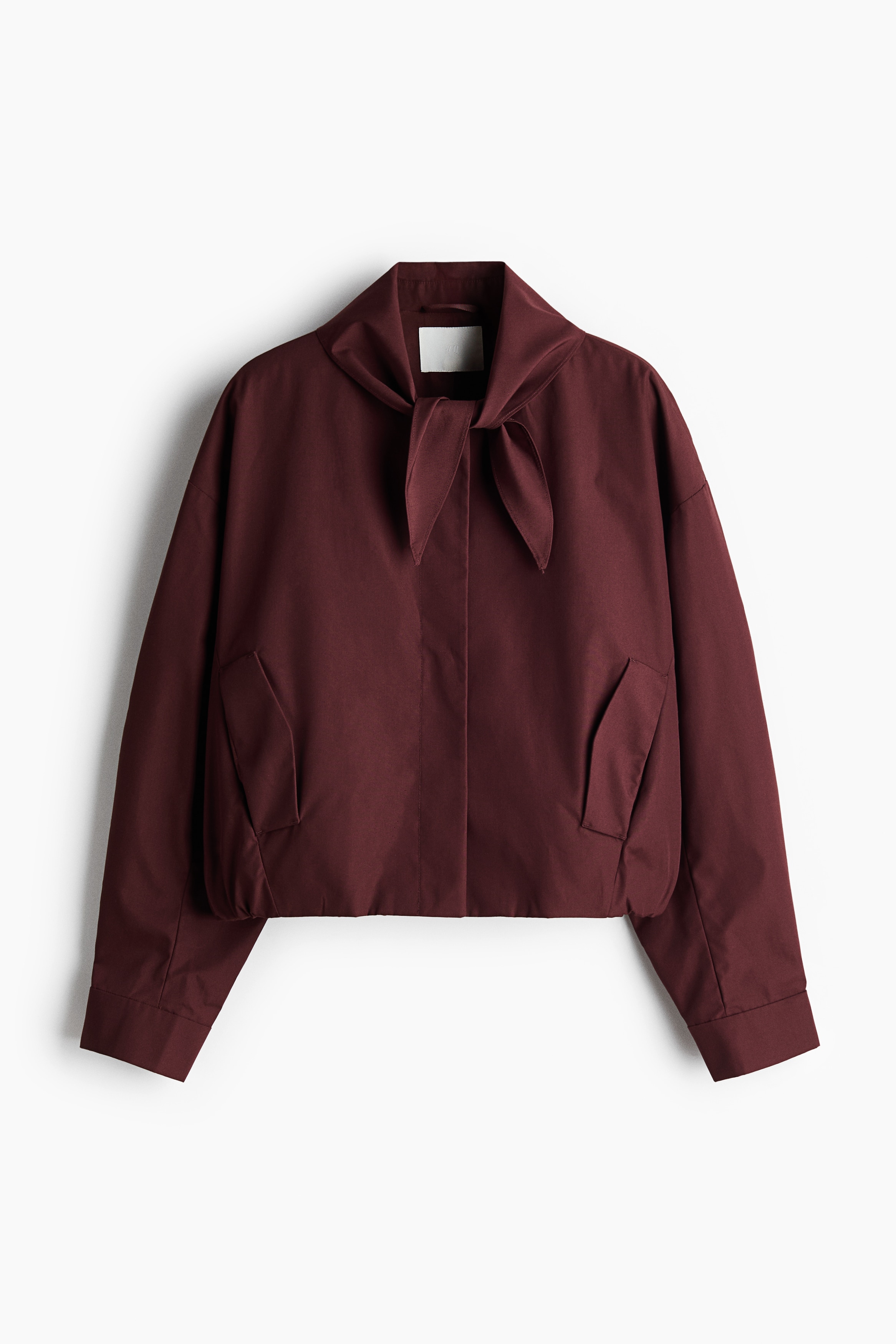 Scarf-collar bubble-hem jacket - Rust brown/Black/Mole/Checked