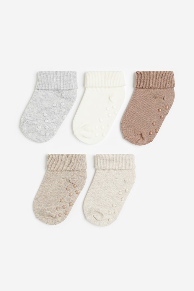 5-pack anti-slip socks - Light grey marl/Mole/Dark grey/Black/Brown/Beige/White/dc/dc/dc/dc/dc/dc/dc/dc/dc - 1