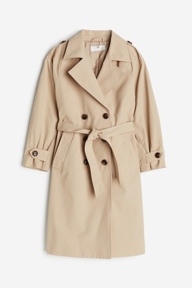Double-breasted trenchcoat with tie belt - 1