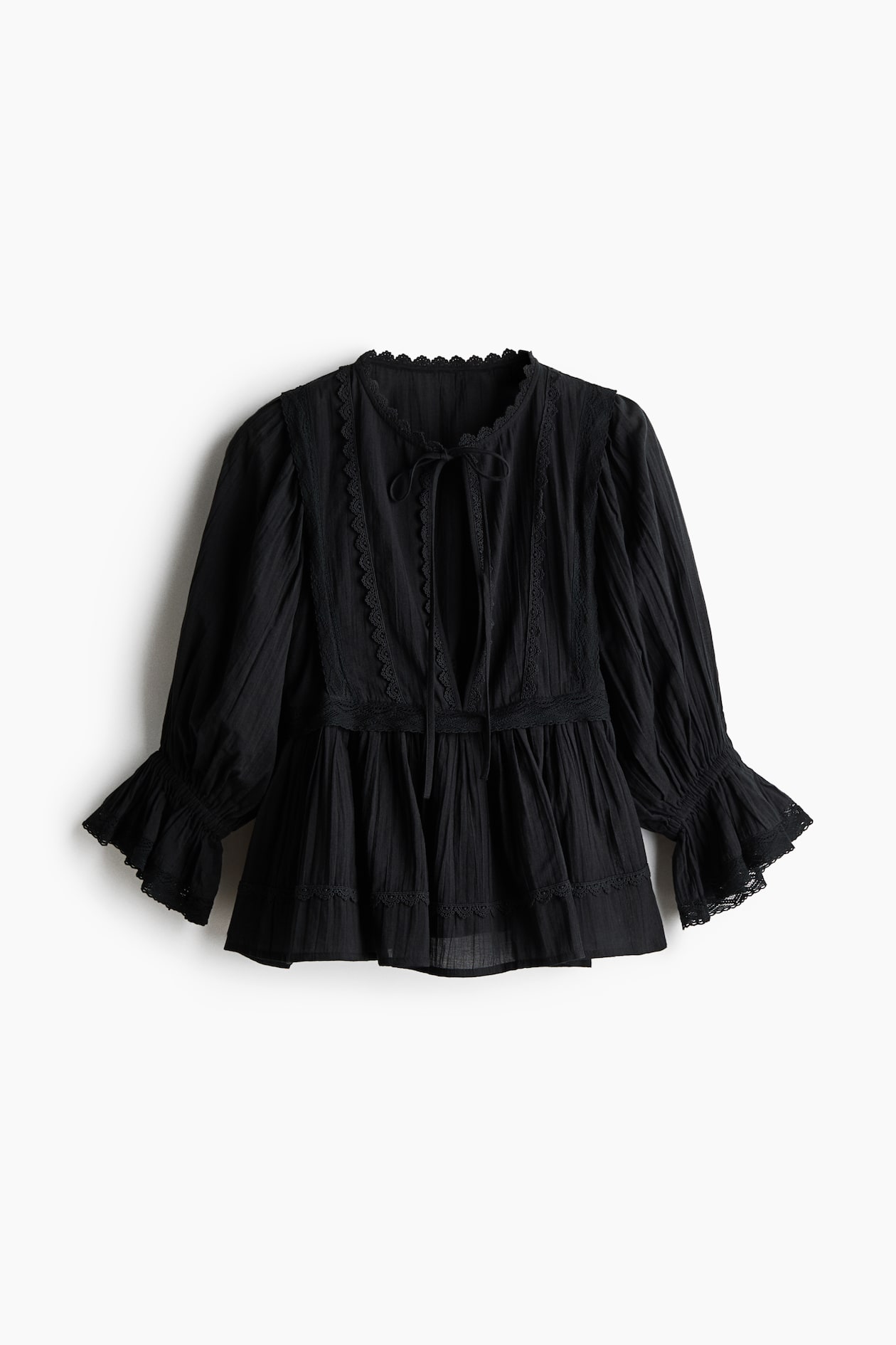 Lace-Trimmed Cotton Blouse