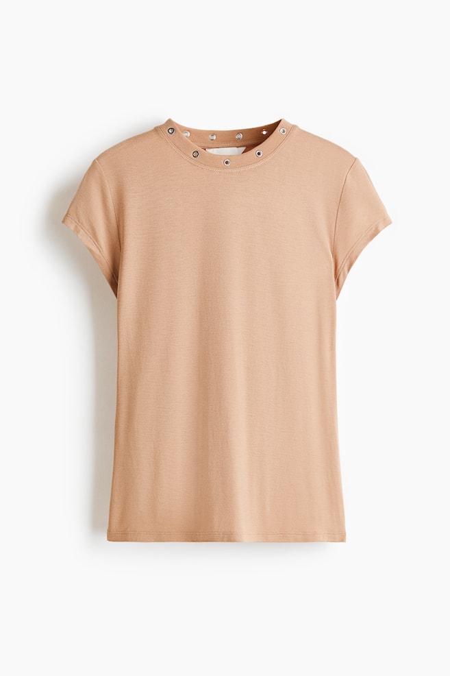 Metal-Detail T-Shirt - Beige - 1