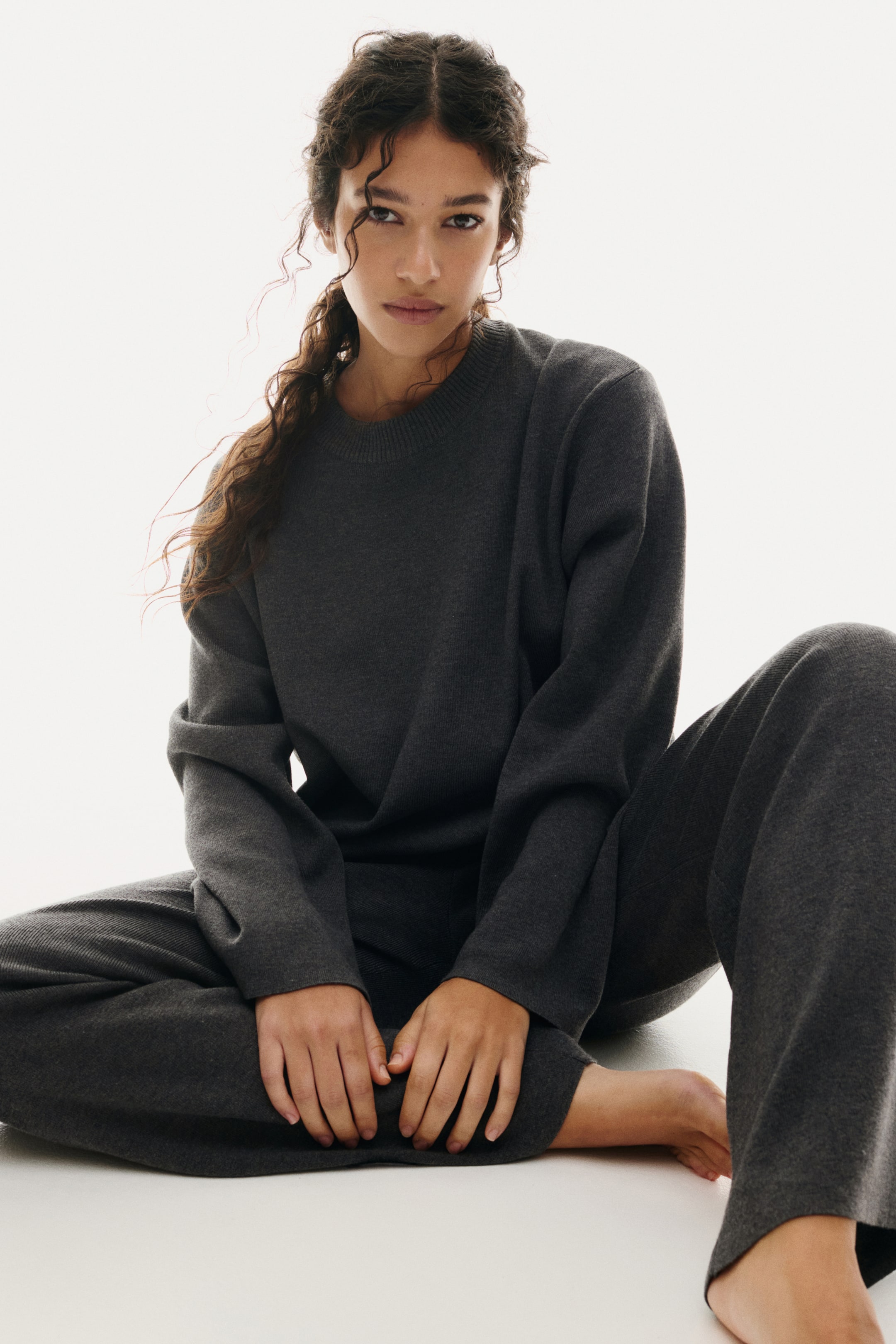 Visa större bild: Finstickad byxa - Mörkgrå - DAM | H&M SE 1