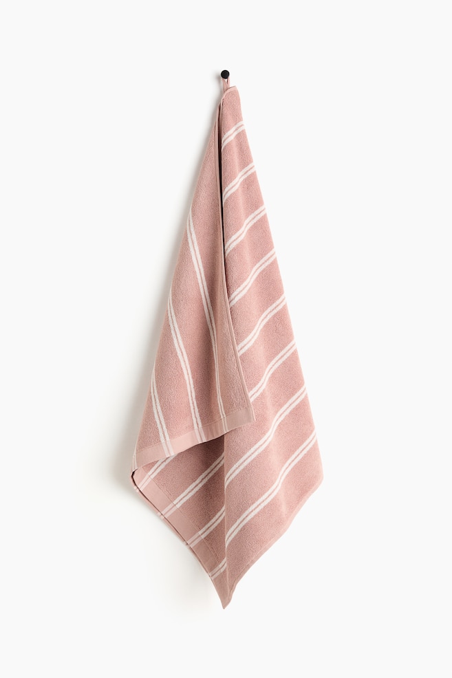 Striped bath towel - Dusty pink/Striped/Light greige/Striped/Dusty blue/Striped/Khaki beige/Striped - 1
