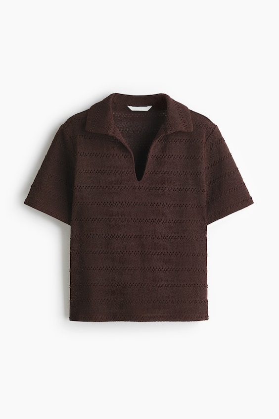 Женские рубашки H&M Crochet-Look Polo Shirt