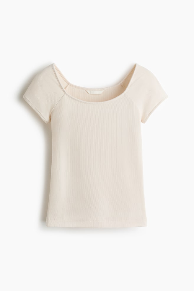 Ribbed Top - Cream/Red/Dark red/Dark brown - 1