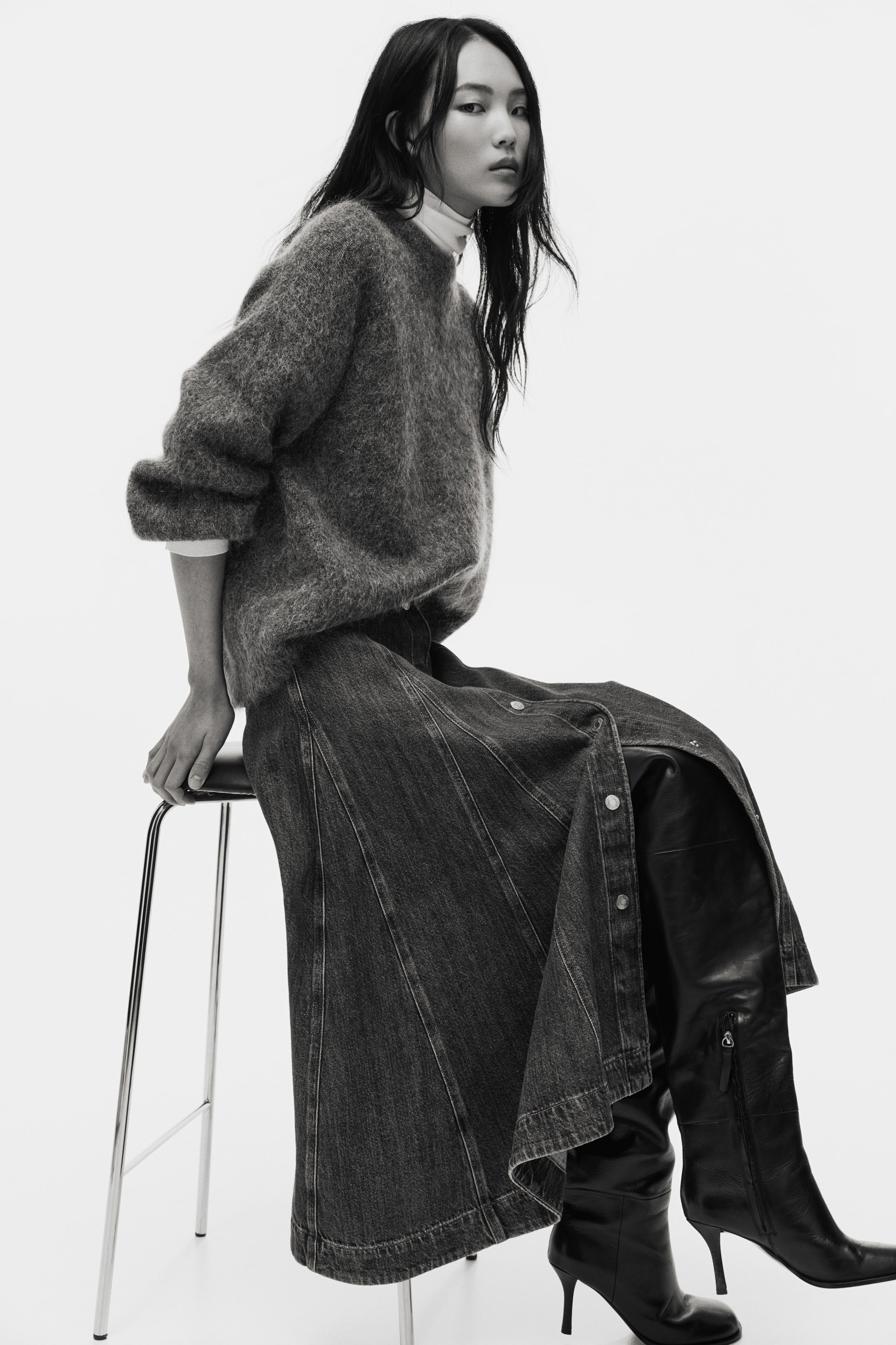 Zobacz większy obraz: Trapezowa spódnica dżinsowa - Niebieski denim - ONA | H&M PL 3