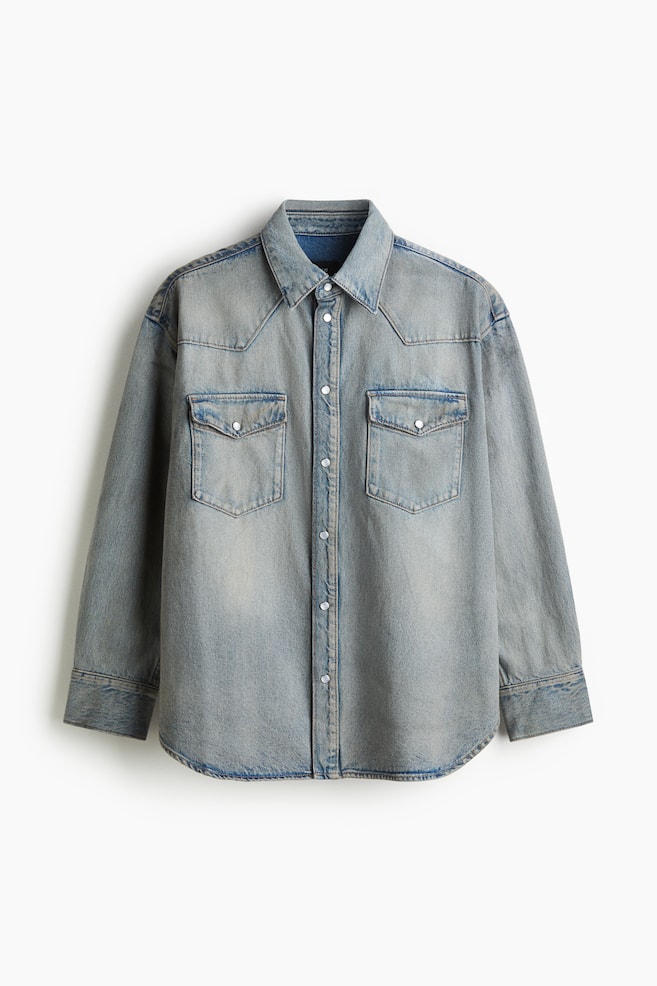 Oversized Fit Denim shirt - Denim blue - 1