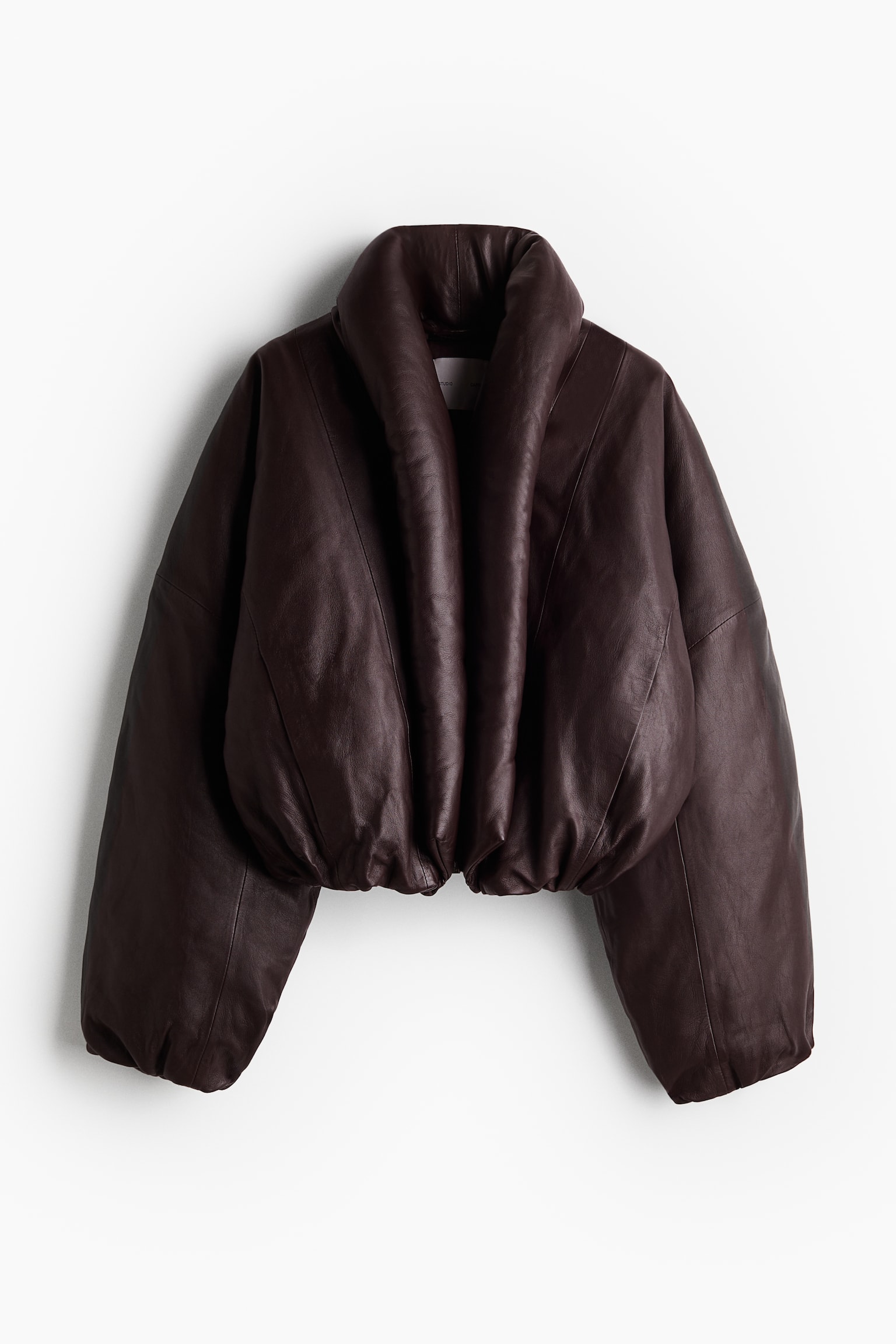 Shawl-collared leather jacket - Burgundy - 1