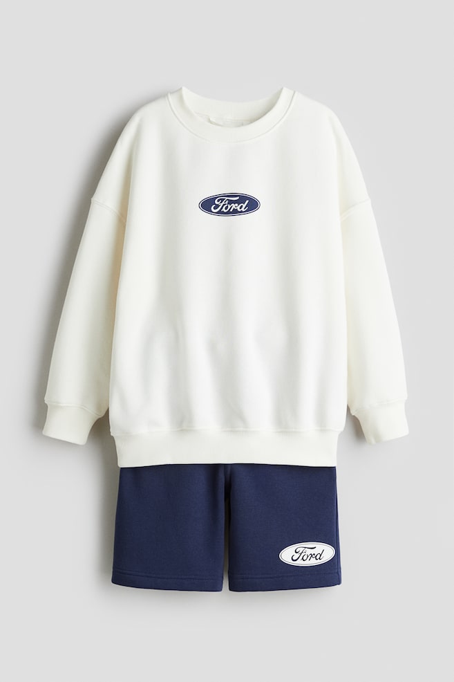 Conjunto estampado de 2 piezas en tejido sudadera - Blanco/Ford - 1