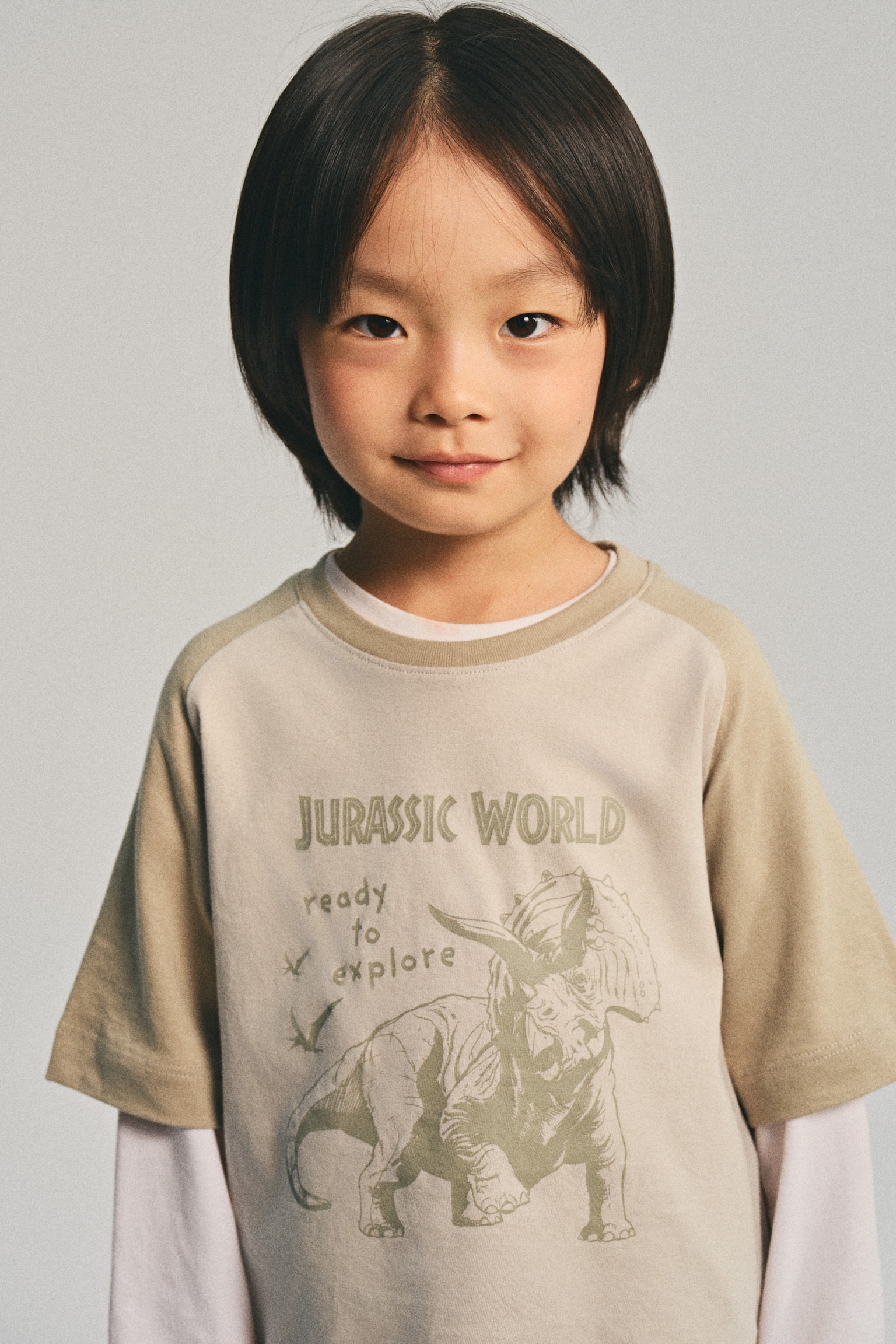 Print-motif cotton T-shirt - Beige/Jurassic World/White/Jurassic World/White/Jurassic World - 1