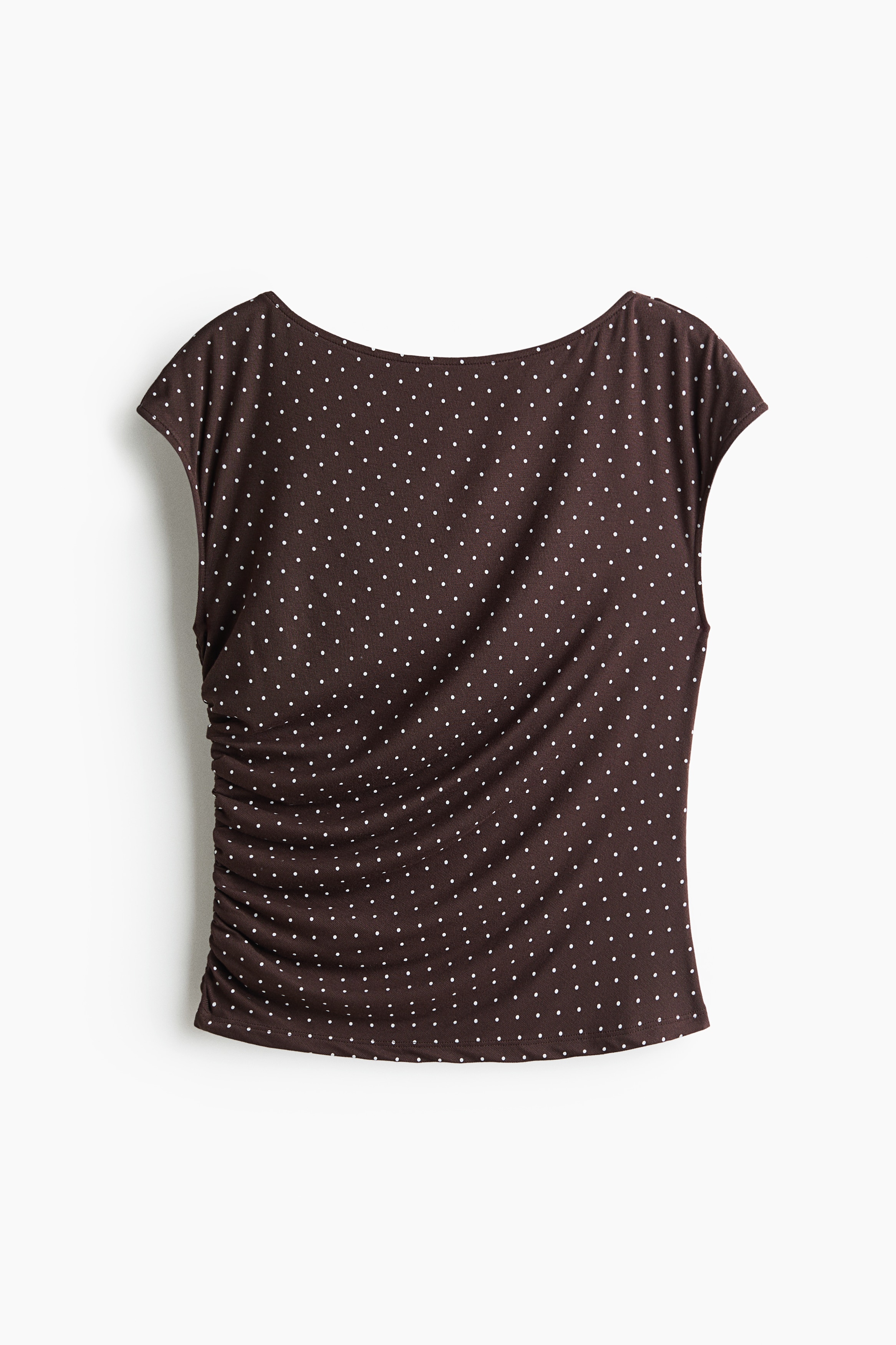 Draped cap-sleeved top - Dark brown/Polka dot/Light dusty blue/Cream/Polka dot/Cream/Dark brown/Khaki green