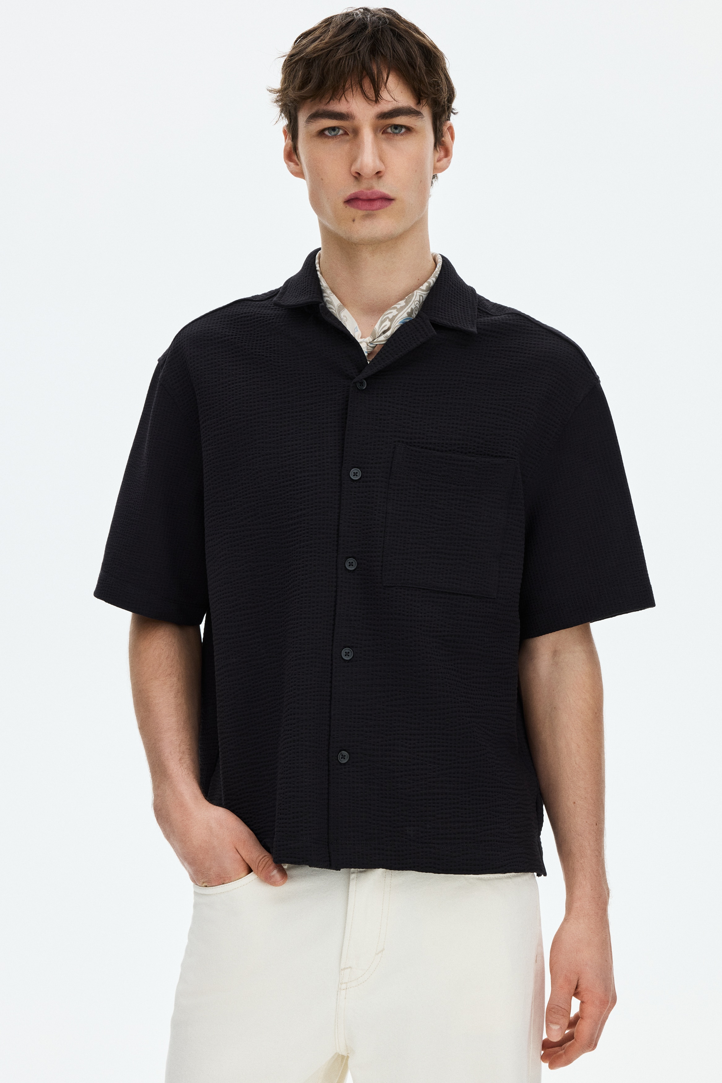 Våfflad resortskjorta Relaxed Fit