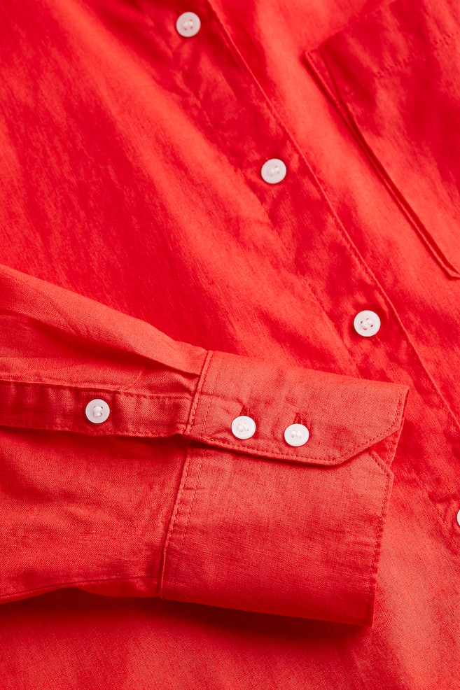 Linen-blend shirt - Red/Rust red/Light beige/Blue/dc/dc/dc - 4
