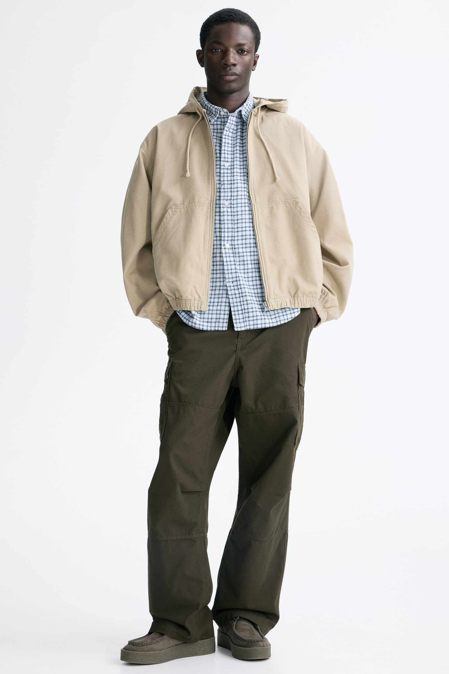 Relaxed Fit Cotton flannel shirt - Light blue/Checked/Light green/Checked - 7