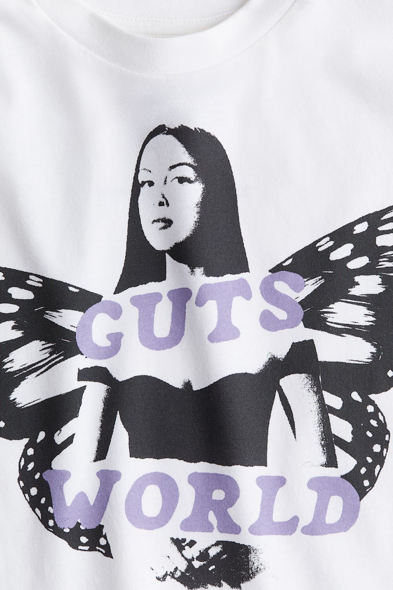 Oversized T-shirt met print Wit/Olivia Rodrigo KINDEREN H&M NL