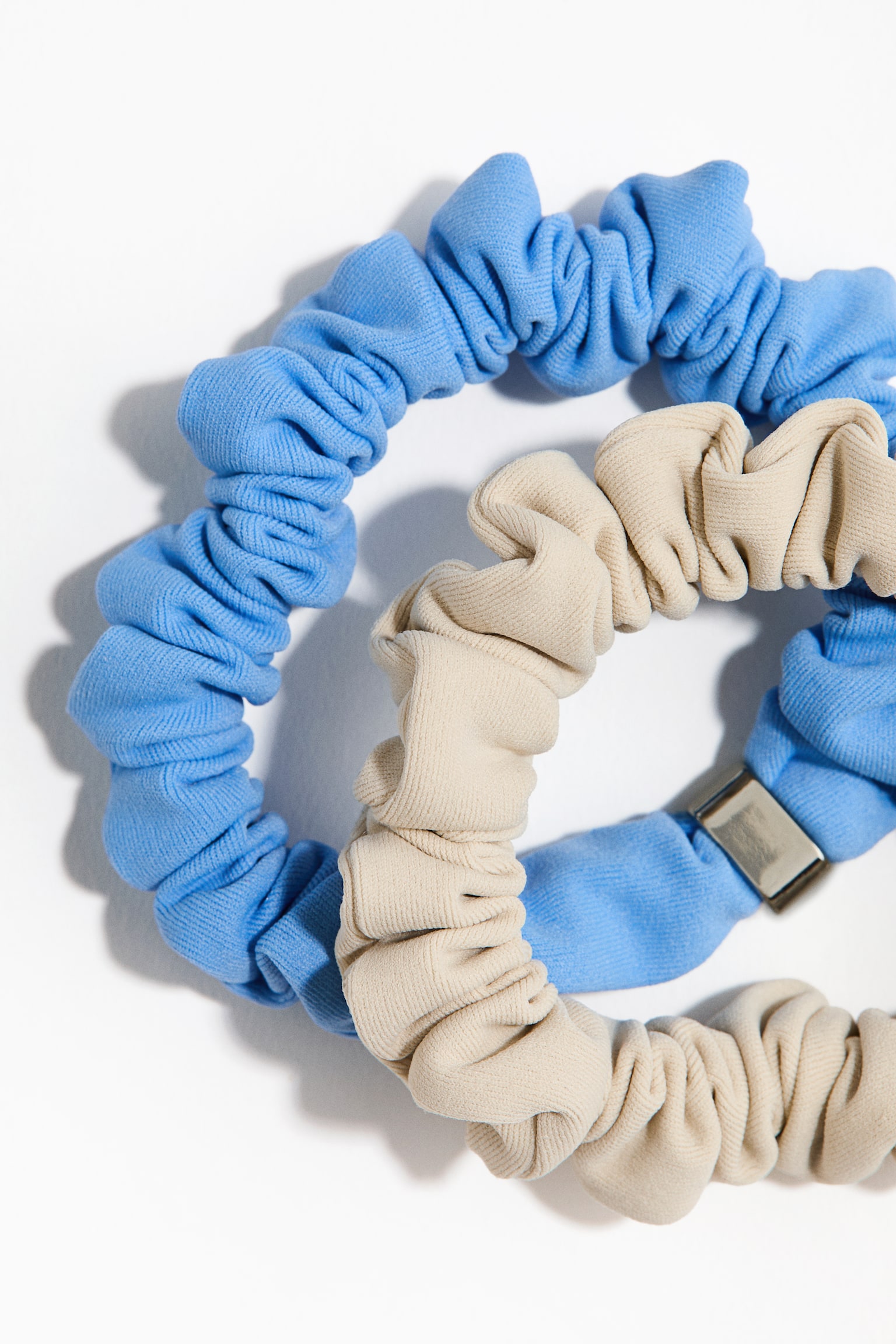 2-pack embellished scrunchies - Blue/Beige/Brown/Pink - 2