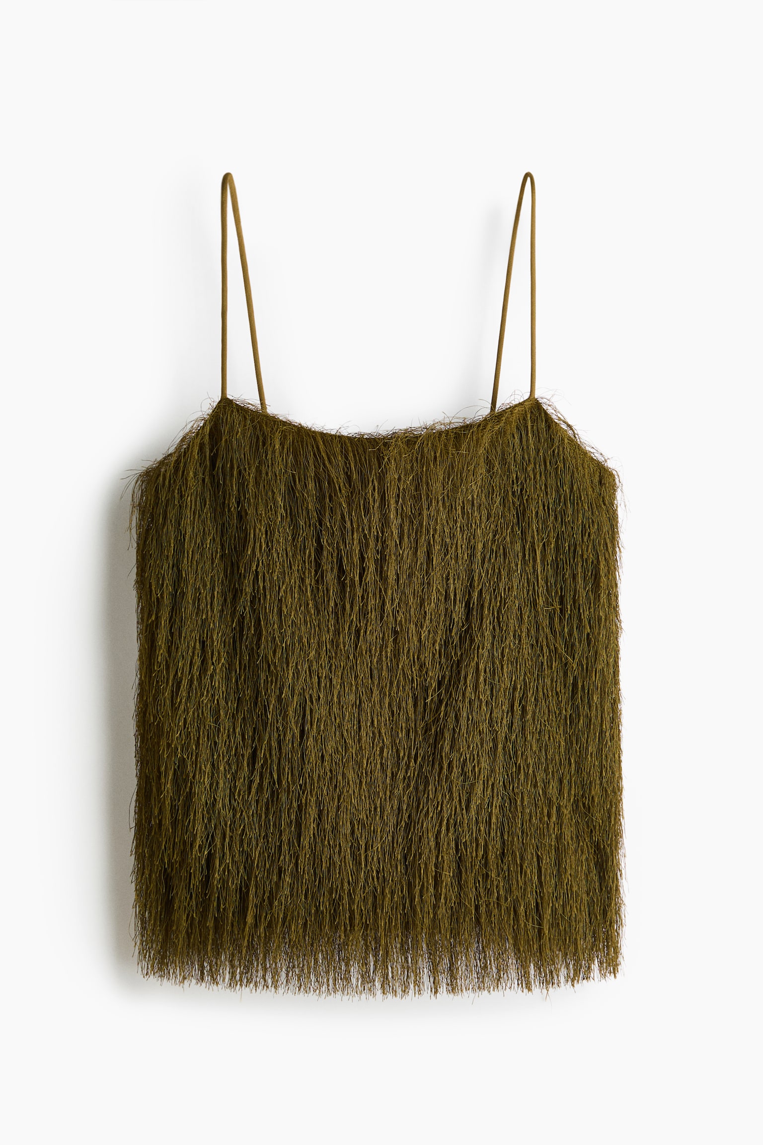 Fringed strappy top - Golden olive/Cream/Black - 2