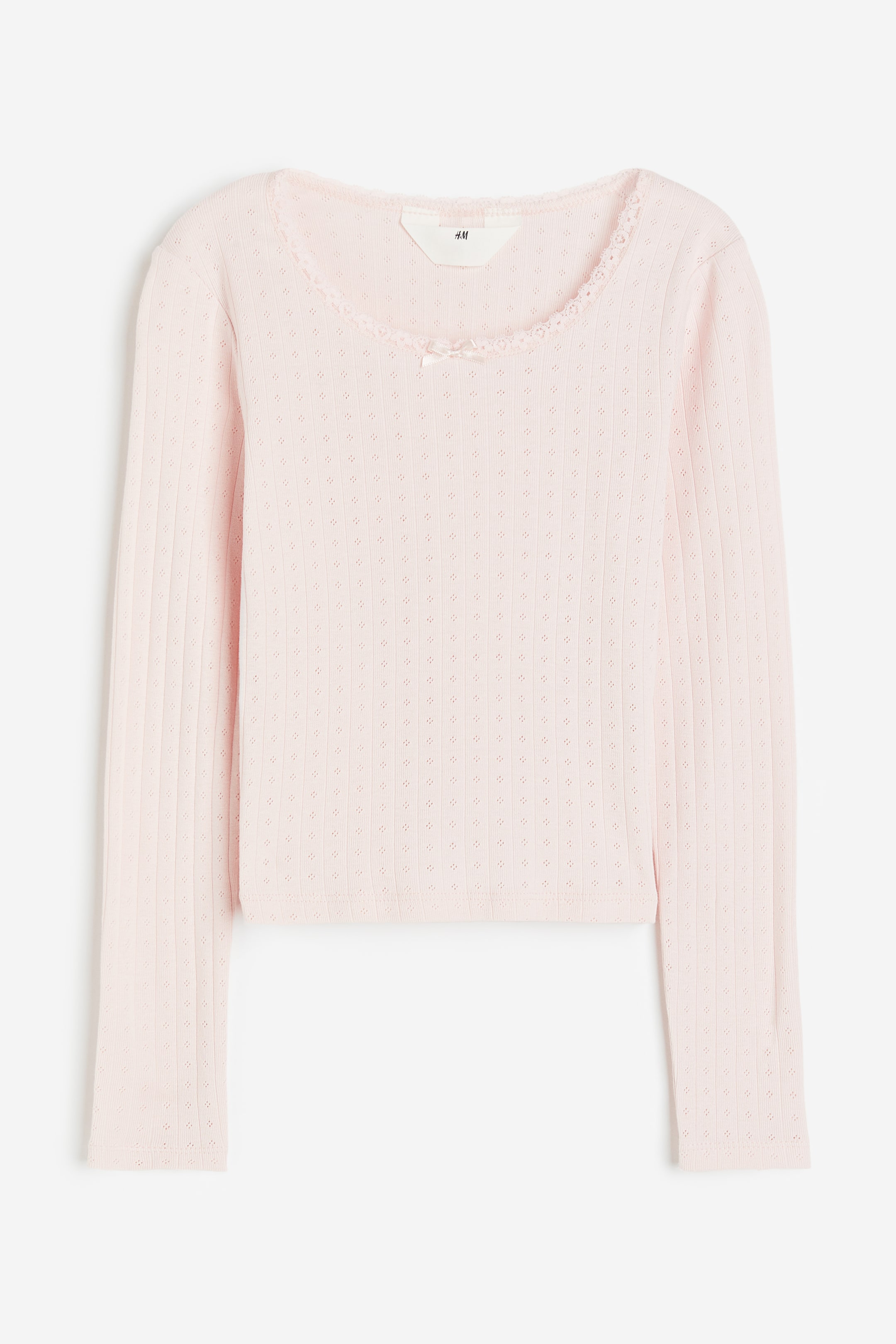 Lace-trimmed Pointelle Jersey Top