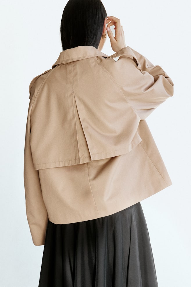 Short Trench Coat - Beige/Dark khaki green - 4