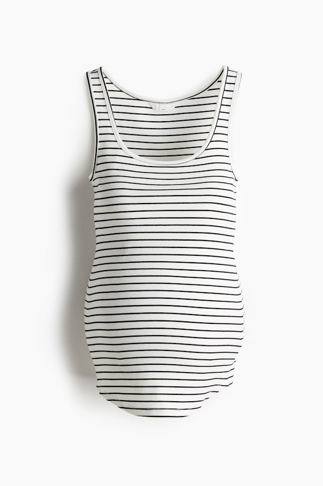 MAMA Ribbed vest top - White/Striped/Light beige/White - 1