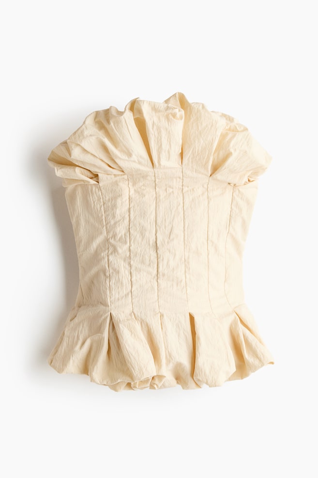 Ruffled corset top - Light beige - 1
