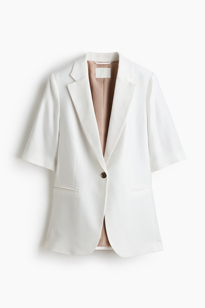 Short-Sleeved Jacket - White/Dark brown/Dark rust brown - 1