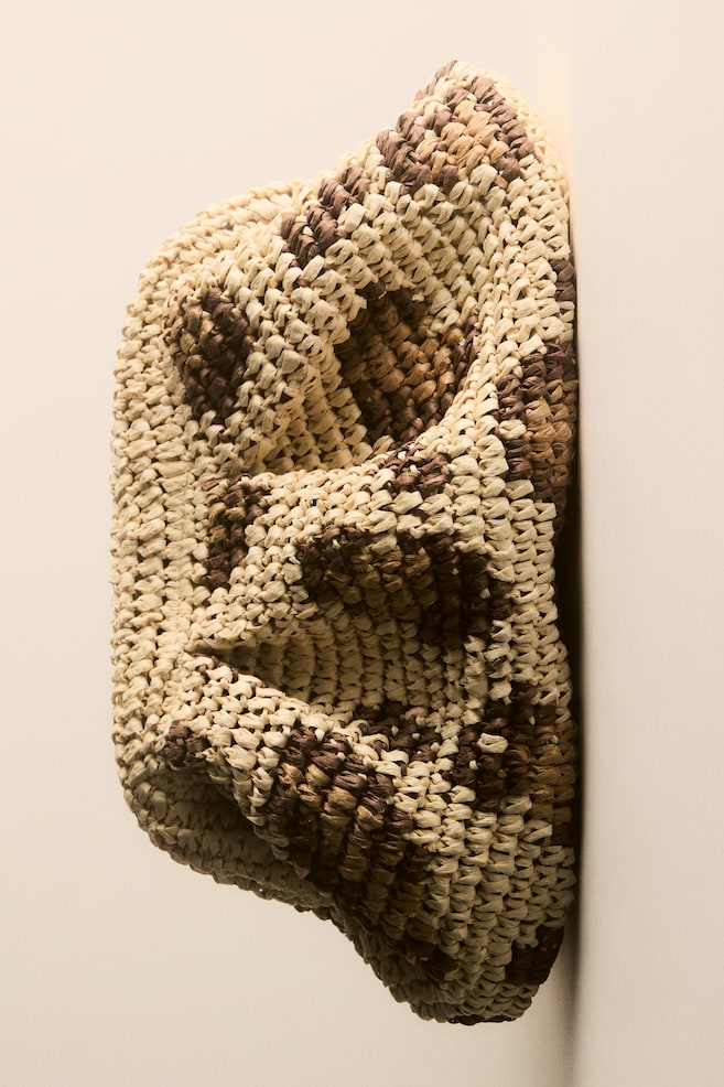 Straw Clutch Bag - Beige/leopard print - 4